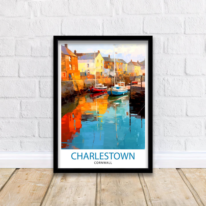 Charlestown Harbour Cornwall Travel Poster Cornwall