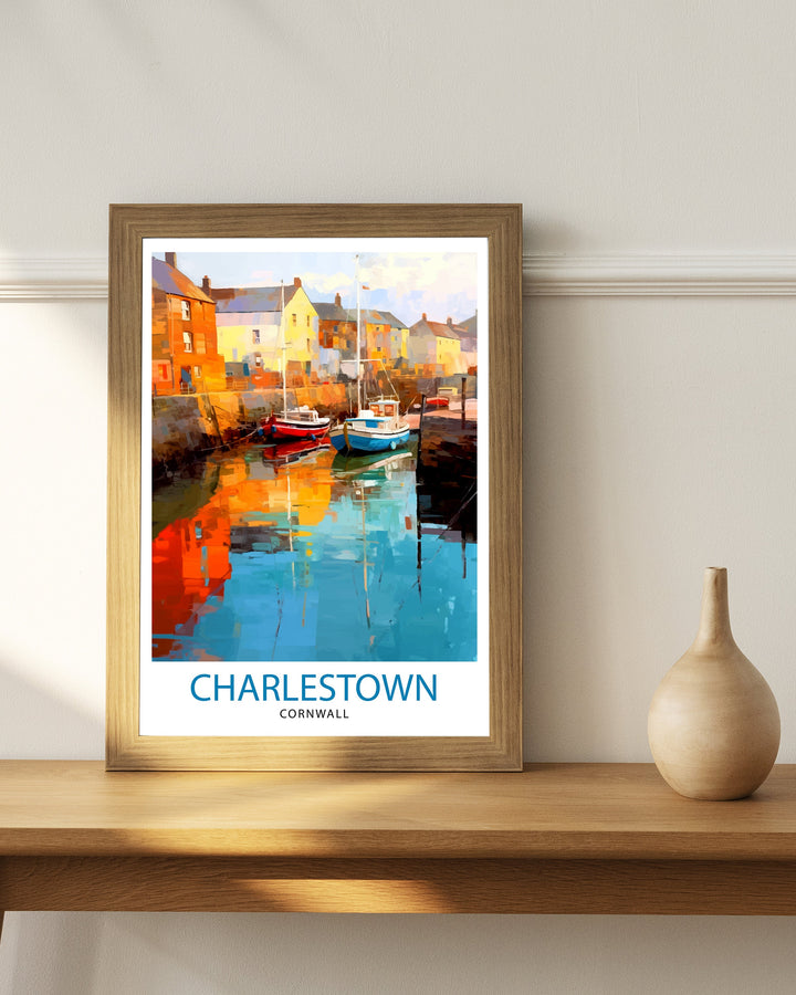 Charlestown Harbour Cornwall Travel Poster Cornwall