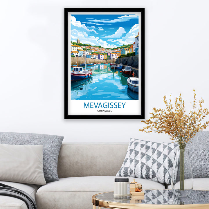 Mevagissey Cornwall Travel Poster Mevagissey