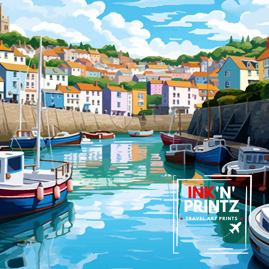 Mevagissey Cornwall Travel Poster Mevagissey