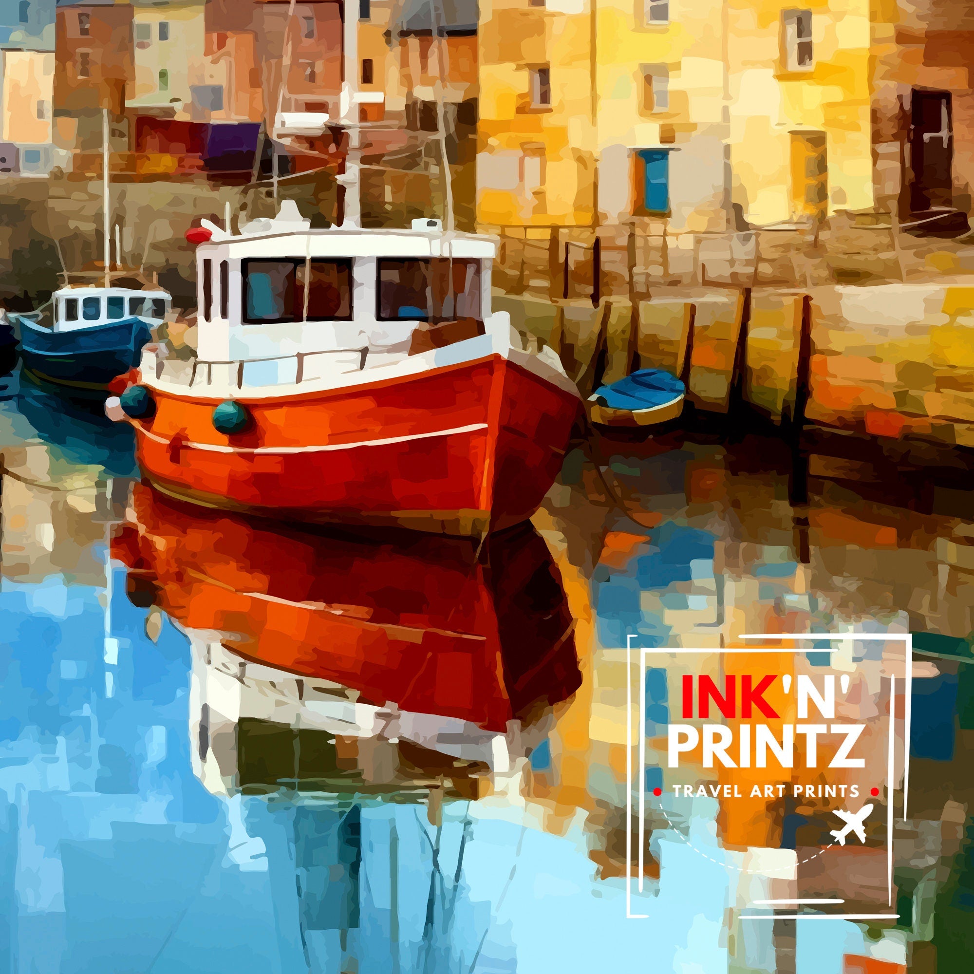 Mevagissey Cornwall Travel Print Mevagissey Wall Decor Mevagissey Poster Cornwall Travel Prints Mevagissey Art Print Mevagissey Illustration