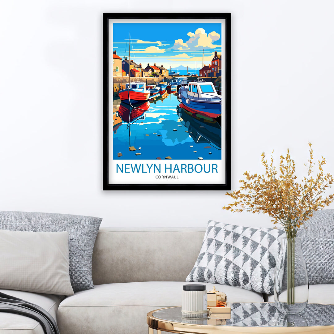 Newlyn Harbour Cornwall Travel Poster Newlyn