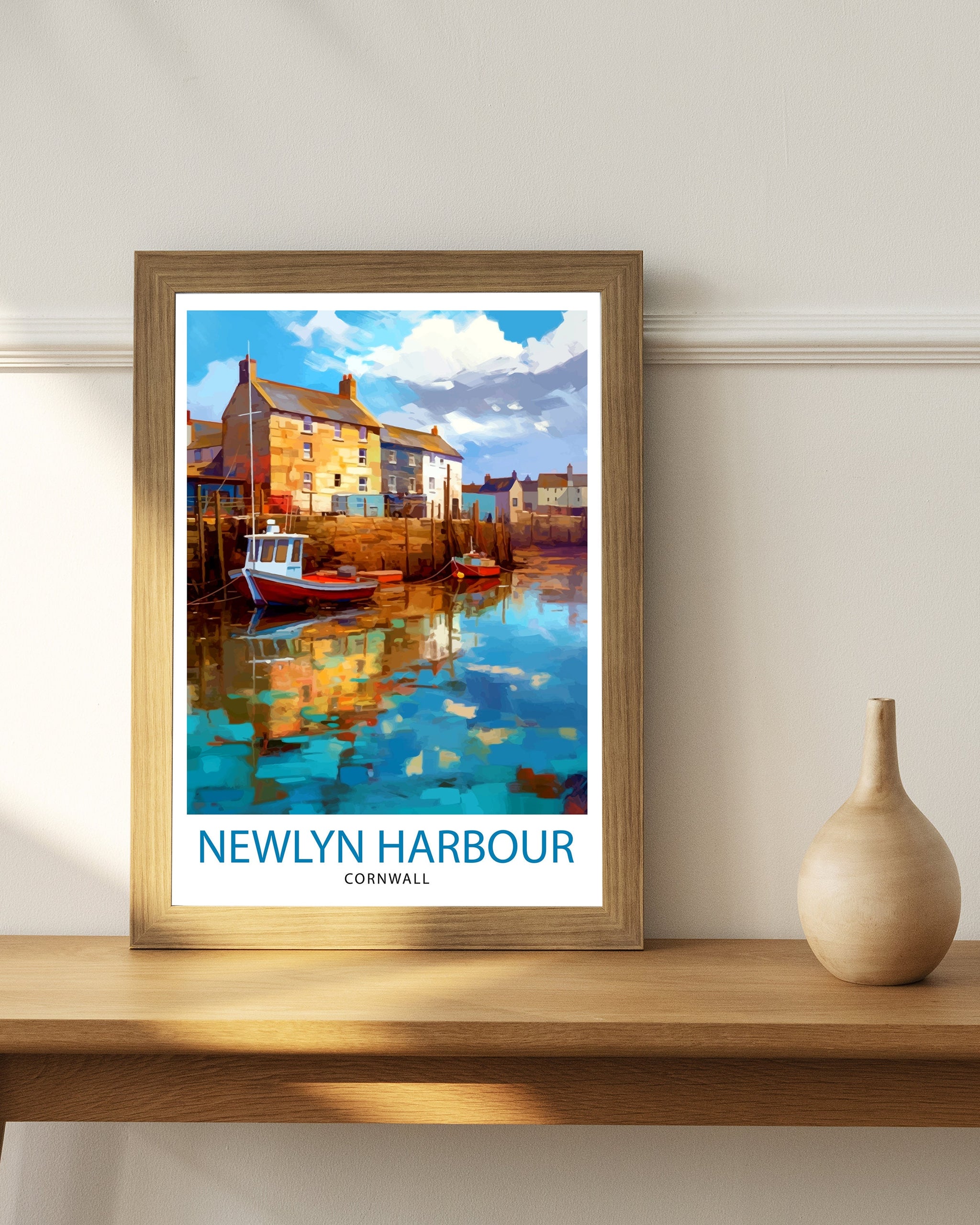 Newlyn Harbour Cornwall Travel Print Newlyn Wall Decor Cornwall Coastal Art Cornwall Travel Poster Newlyn Illustration Cornwall Wall Art