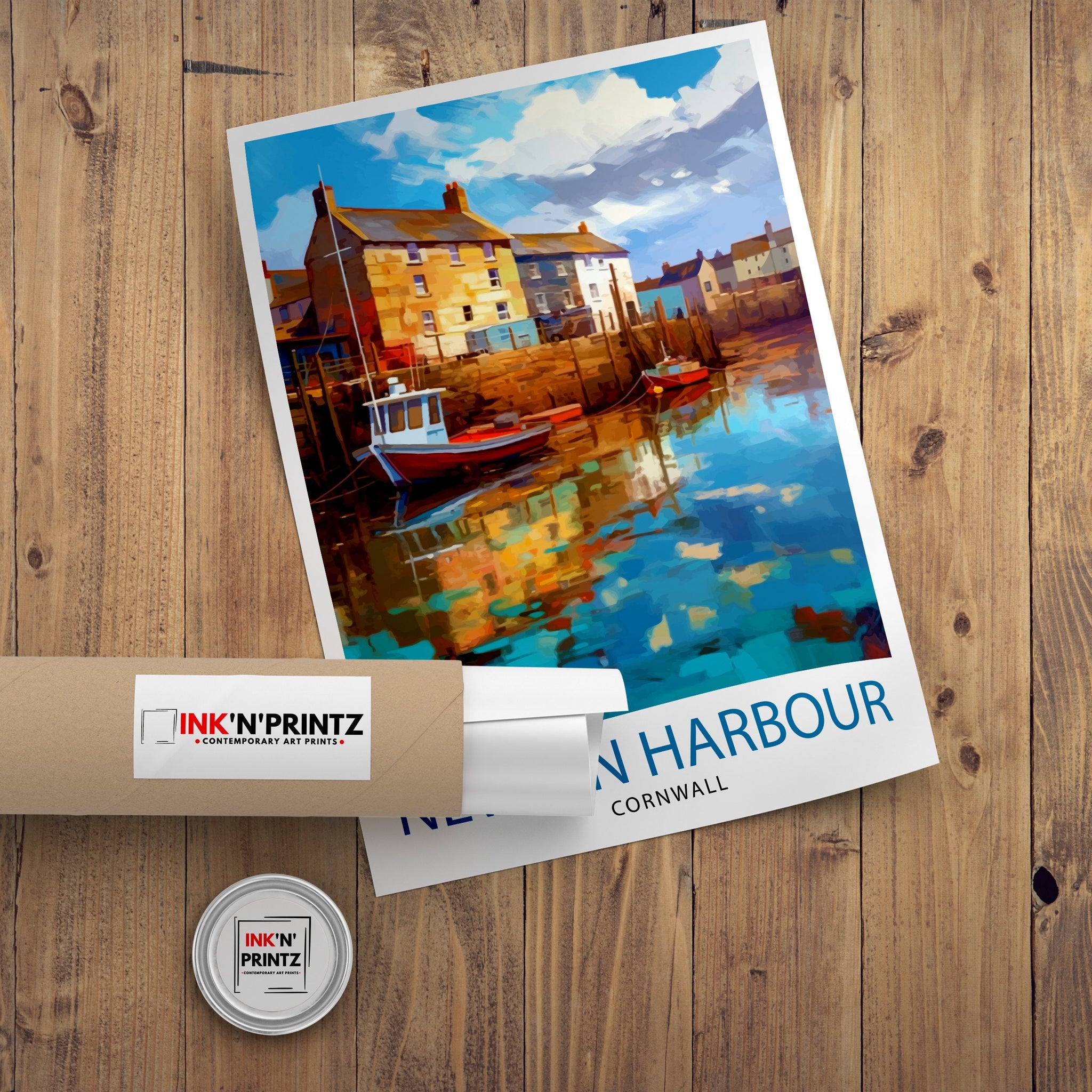 Newlyn Harbour Cornwall Travel Print Newlyn Wall Decor Cornwall Coastal Art Cornwall Travel Poster Newlyn Illustration Cornwall Wall Art