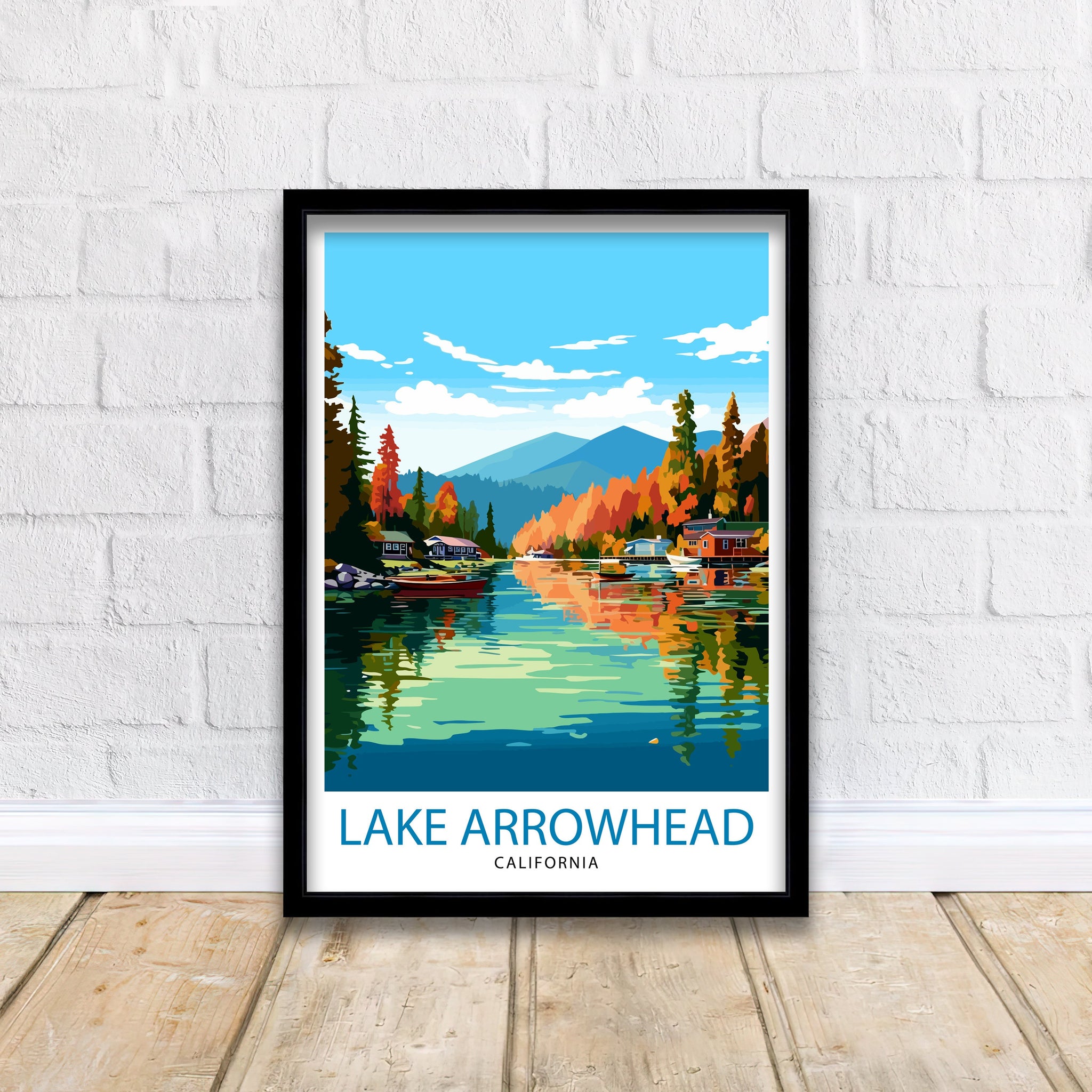 Lake Arrowhead California Travel Print| Lake Arrowhead Wall Decor Lake Arrowhead Home Living Decor Lake Arrowhead IllustrationTravel Poster