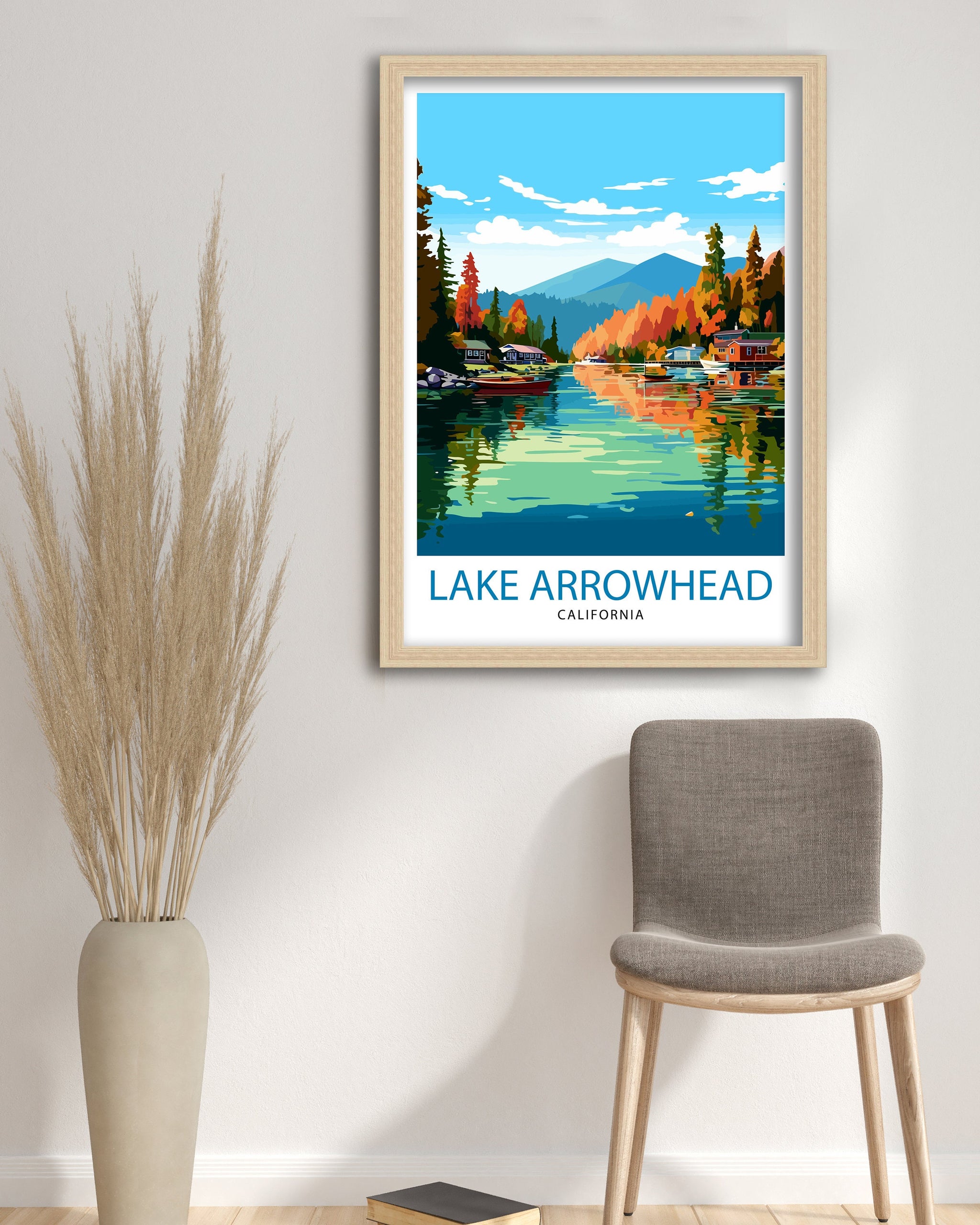 Lake Arrowhead California Travel Print| Lake Arrowhead Wall Decor Lake Arrowhead Home Living Decor Lake Arrowhead IllustrationTravel Poster