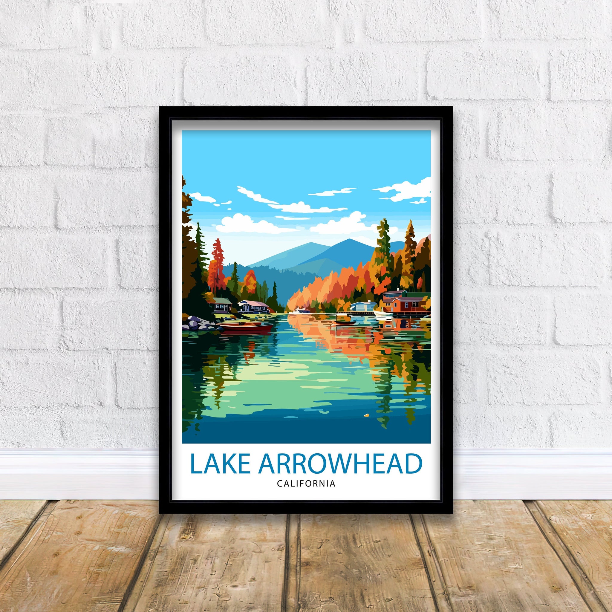 Lake Arrowhead California Travel Print| Lake Arrowhead Wall Decor Lake Arrowhead Home Living Decor Lake Arrowhead IllustrationTravel Poster