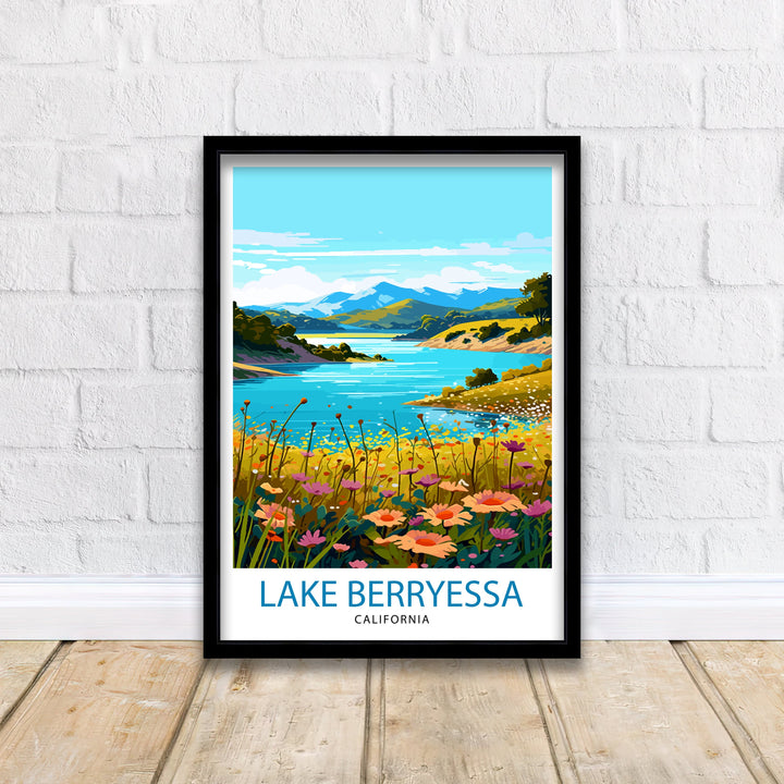 Lake Berryessa Travel Print| Berryessa Wall Decor Berryessa Home Living Decor Berryessa California Illustration Travel Poster Gift