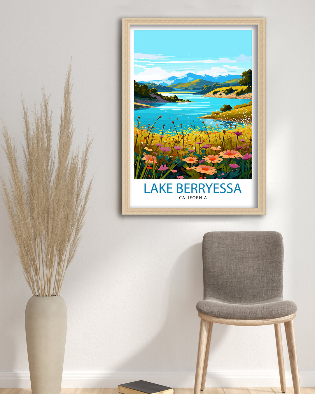 Lake Berryessa Travel Print| Berryessa Wall Decor Berryessa Home Living Decor Berryessa California Illustration Travel Poster Gift