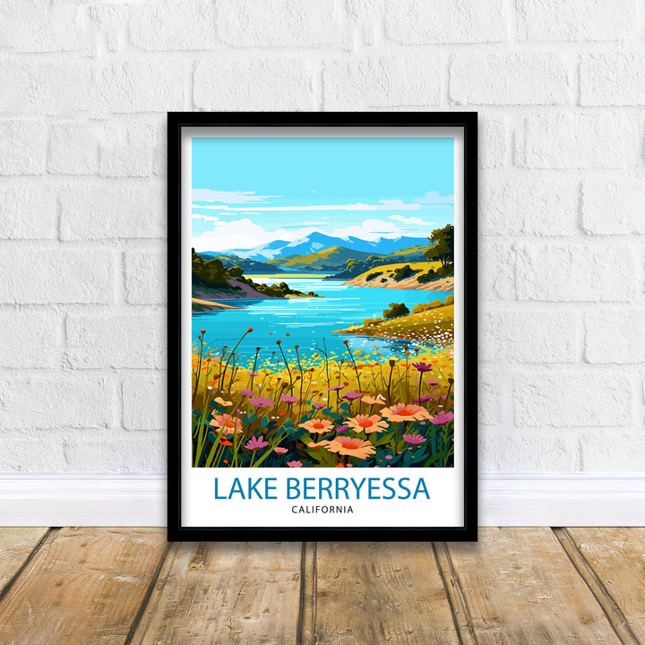 Lake Berryessa Travel Print| Berryessa Wall Decor Berryessa Home Living Decor Berryessa California Illustration Travel Poster Gift