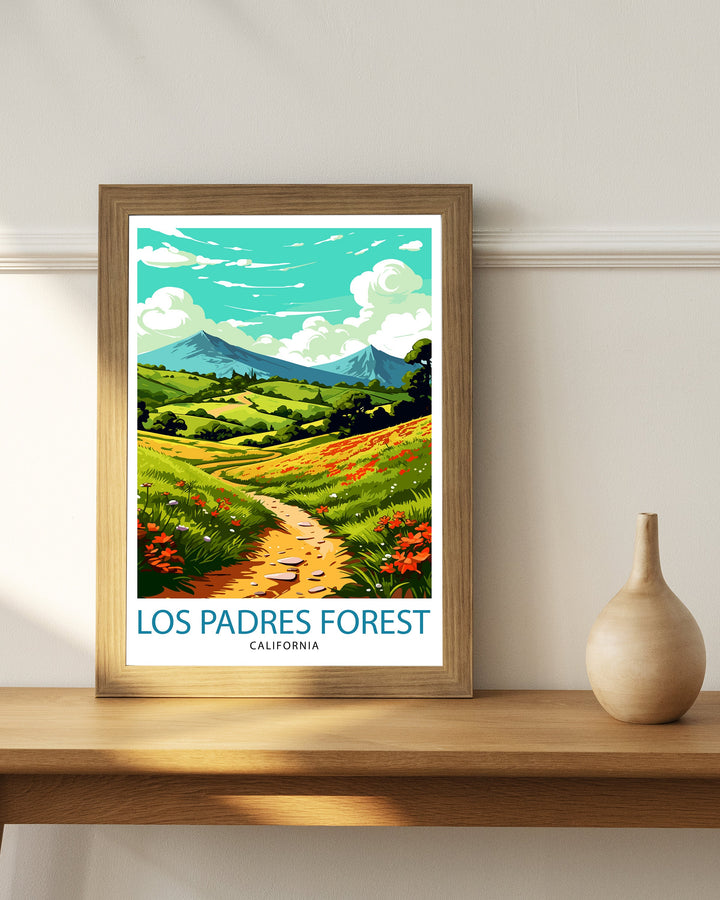 Los Padres National Forest Travel Print| National Forest Wall Decor Forest Home Living Decor Nature Illustration Travel Poster Gift