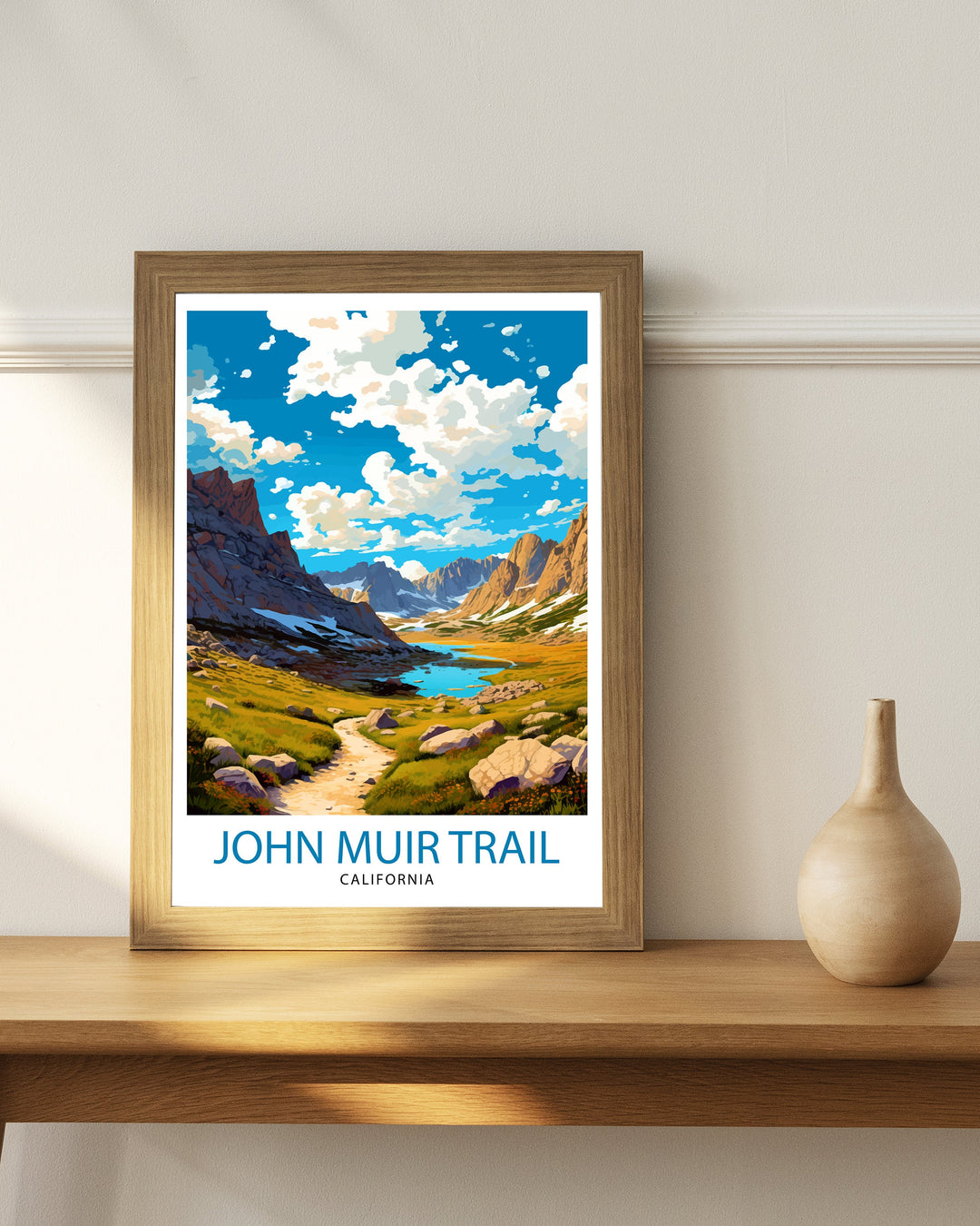 John Muir Trail California Travel Print| California Wall Decor Nature Landscape Art Hiking Trail Poster Gift for Outdoor Enthusiasts
