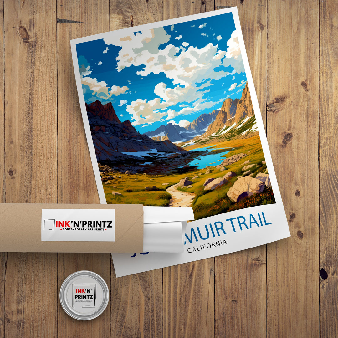 John Muir Trail California Travel Print| California Wall Decor Nature Landscape Art Hiking Trail Poster Gift for Outdoor Enthusiasts