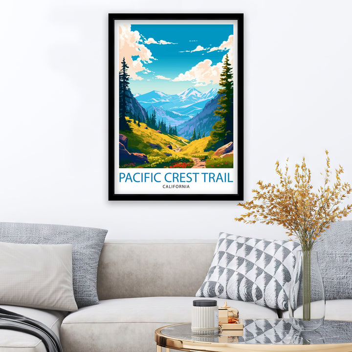 Pacific Crest Trail California Travel Print| Wall Decor California Hiking Print Wilderness Landscape Poster Outdoor Adventure Art Gift