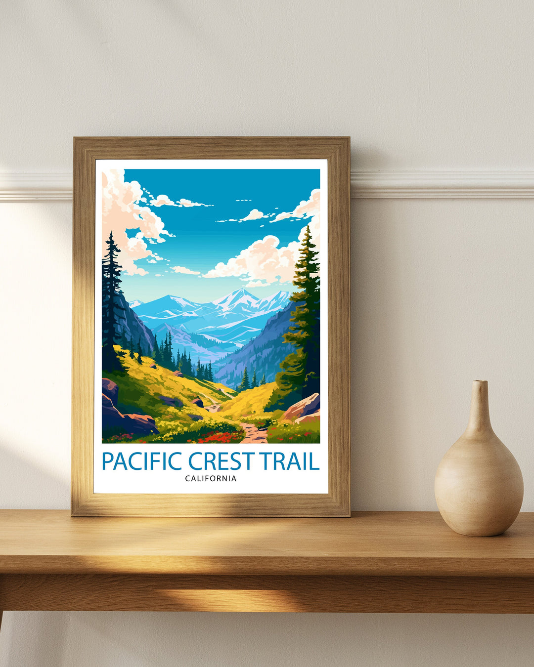 Pacific Crest Trail California Travel Print| Wall Decor California Hiking Print Wilderness Landscape Poster Outdoor Adventure Art Gift