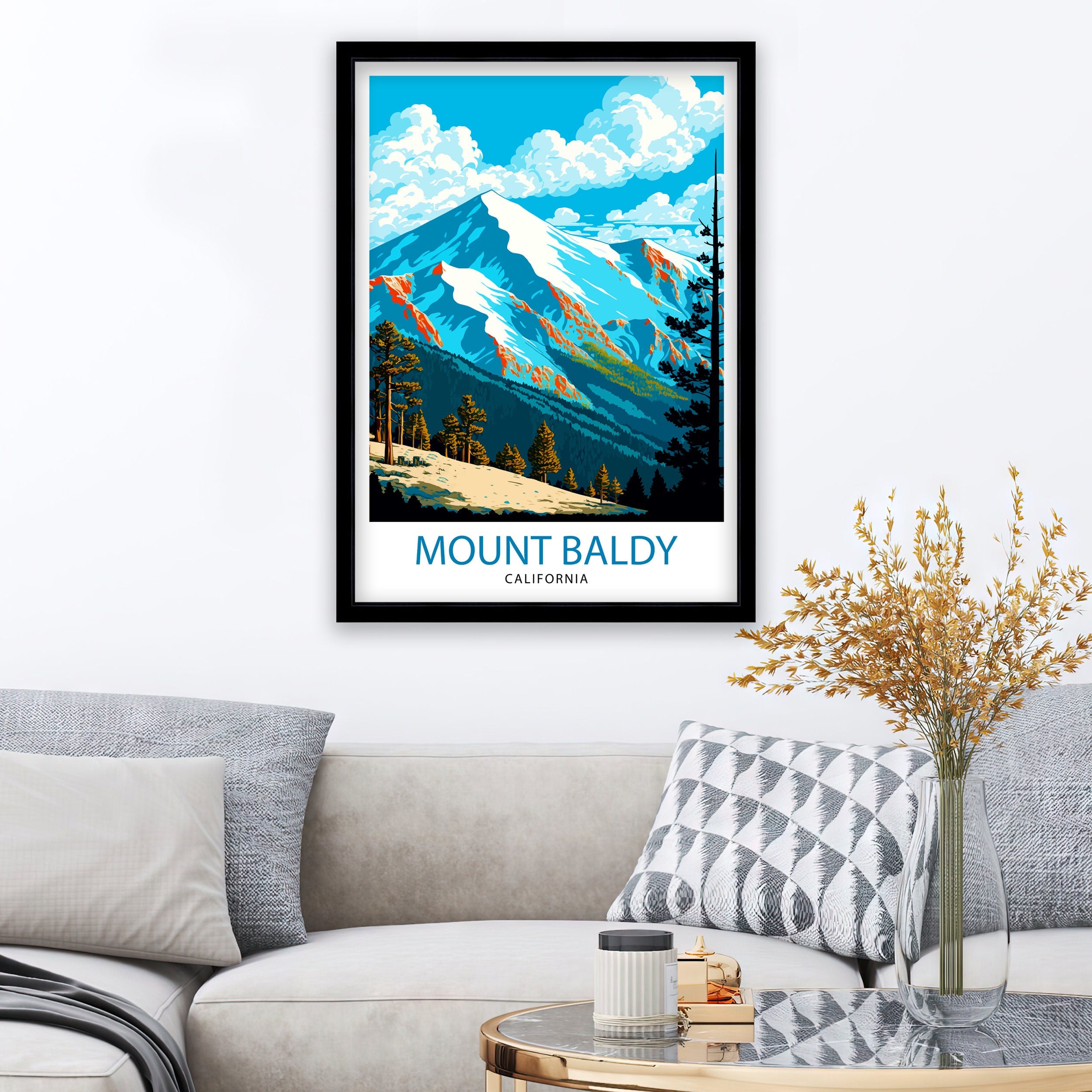 Mount Baldy California Travel Print| Mount Baldy Wall Decor Mount Baldy Home Living Decor Mount Baldy California Illustration Travel Poster