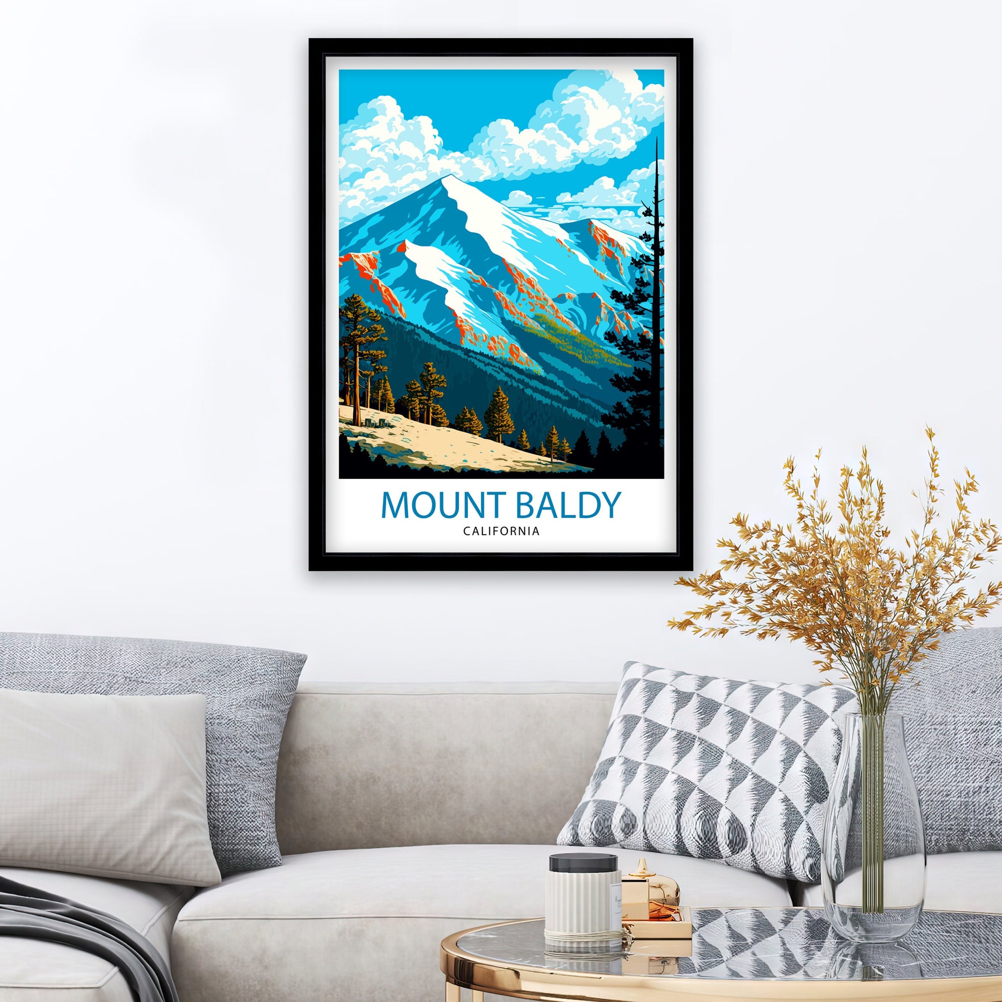 Mount Baldy California Travel Print| Mount Baldy Wall Decor Mount Baldy Home Living Decor Mount Baldy California Illustration Travel Poster