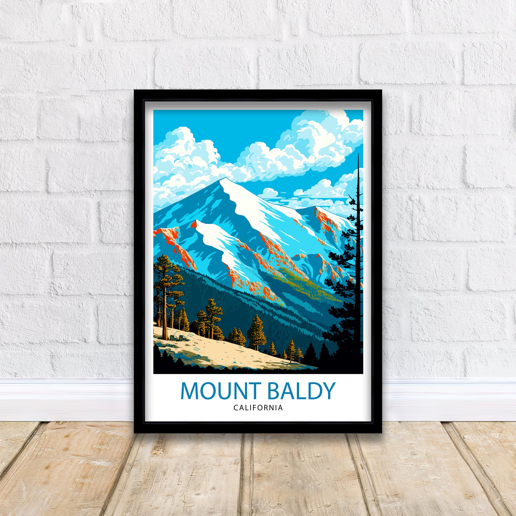 Mount Baldy California Travel Print| Mount Baldy Wall Decor Mount Baldy Home Living Decor Mount Baldy California Illustration Travel Poster