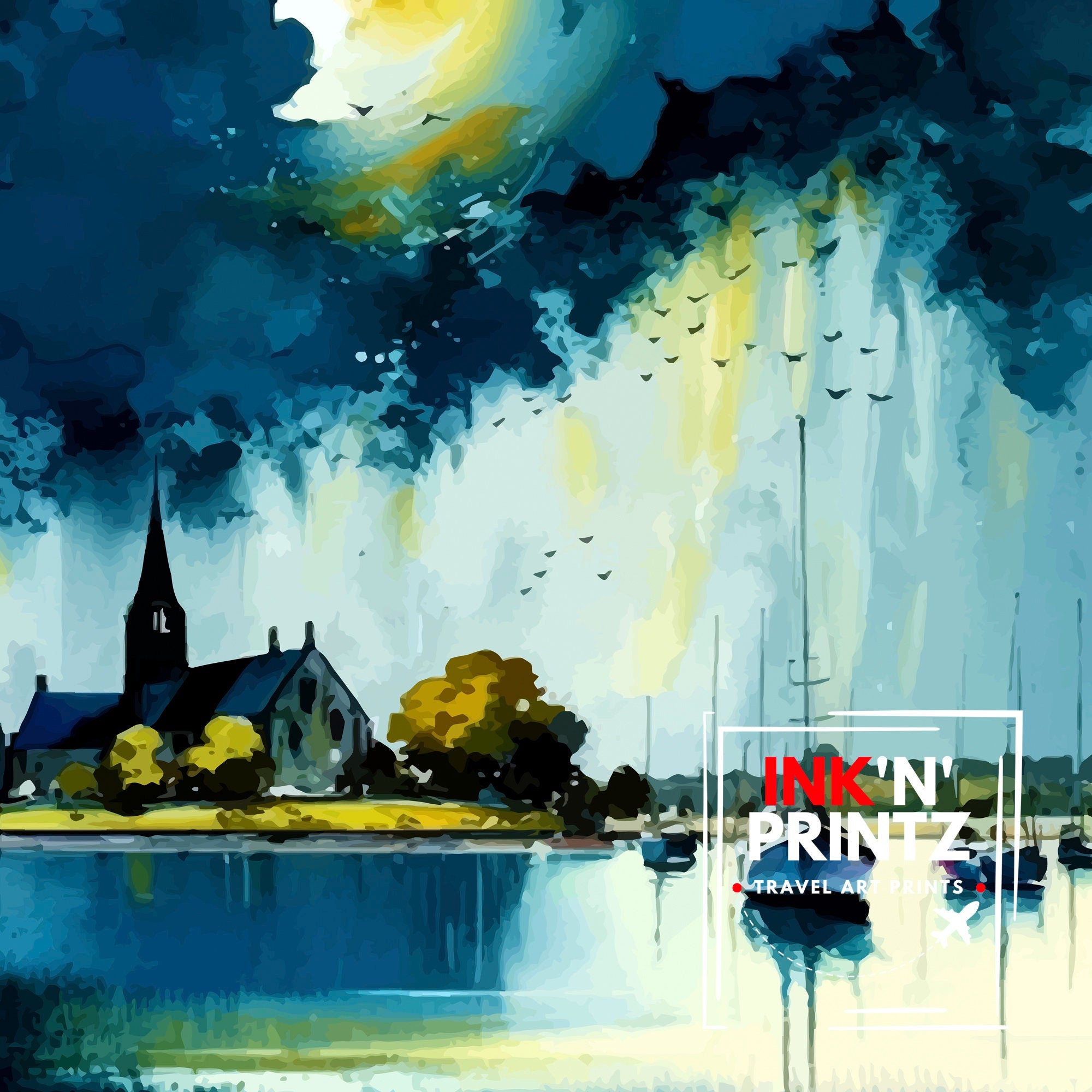 Chichester Harbour Travel Print Chichester Harbour Wall Decor Chichester Harbour Poster Coastal Travel Prints Chichester Harbour Art Print