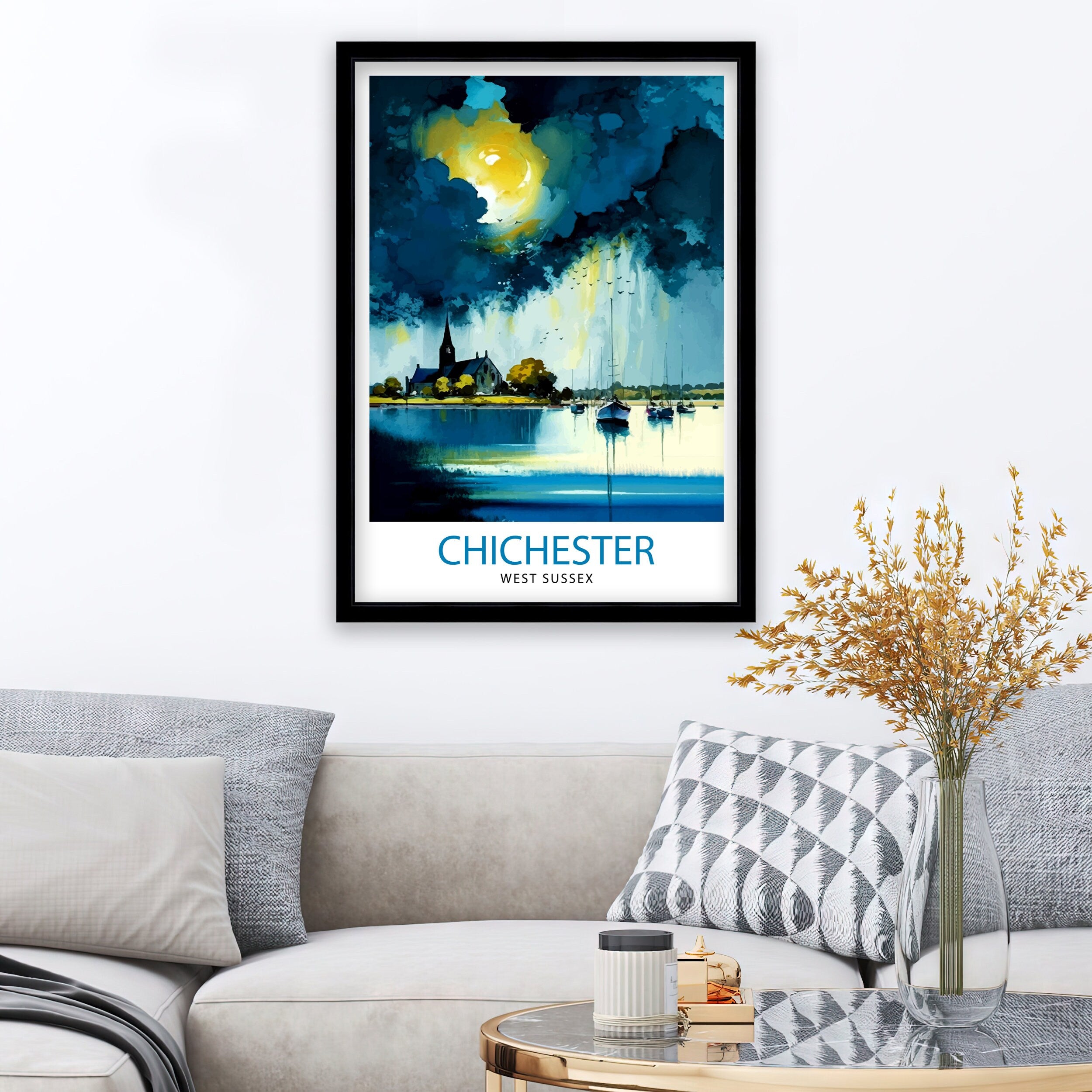 Chichester Harbour Travel Print Chichester Harbour Wall Decor Chichester Harbour Poster Coastal Travel Prints Chichester Harbour Art Print