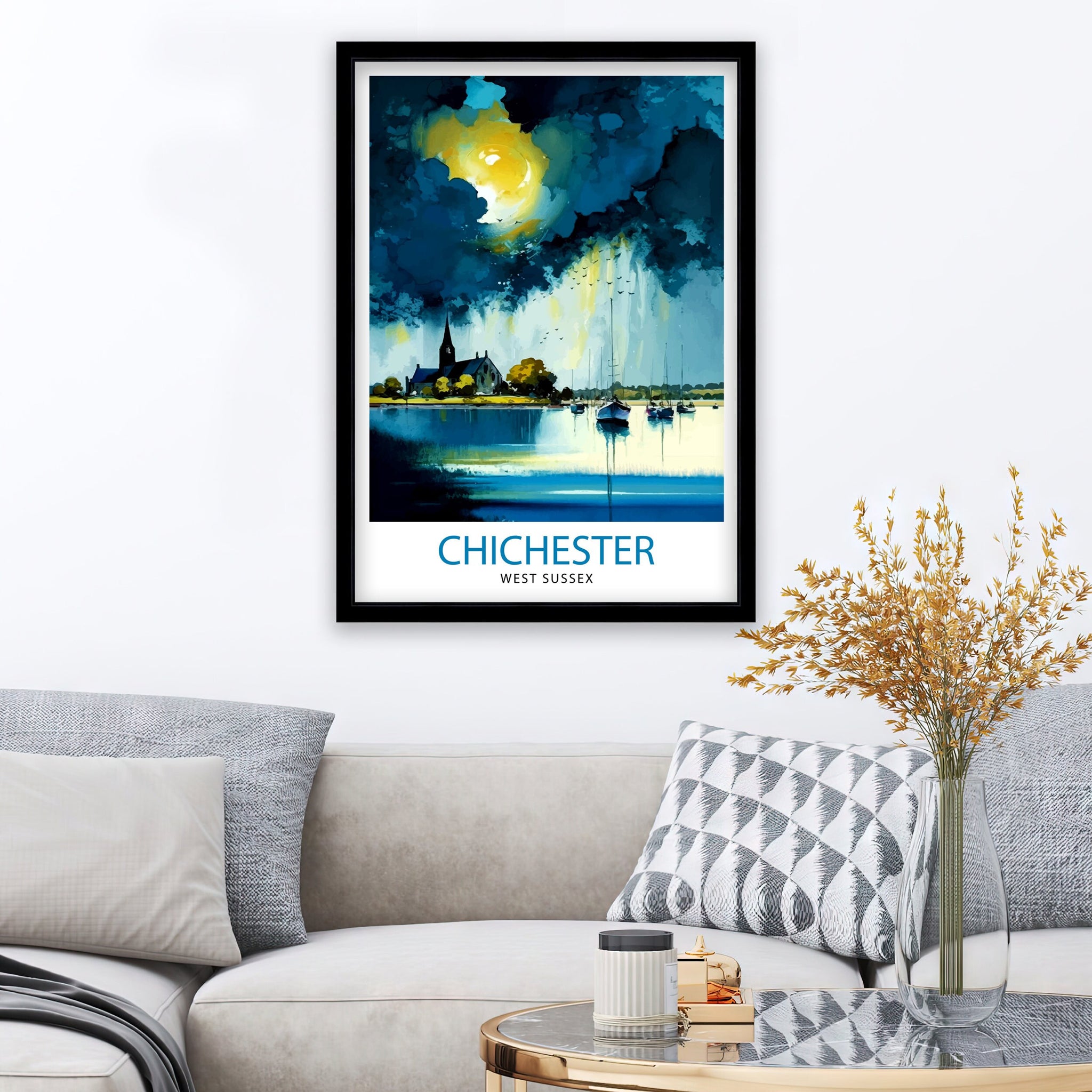 Chichester Harbour Travel Print Chichester Harbour Wall Decor Chichester Harbour Poster Coastal Travel Prints Chichester Harbour Art Print