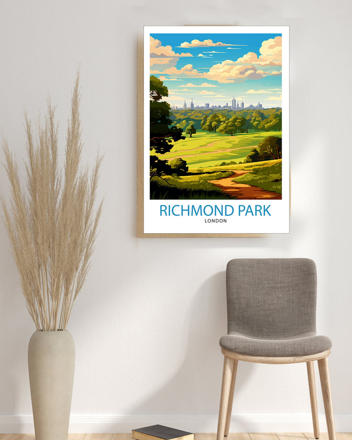 Richmond Park London Poster Richmond Park Wall Art London Travel Poster UK Landscape Poster Richmond Park Home Decor Gift for London Lovers