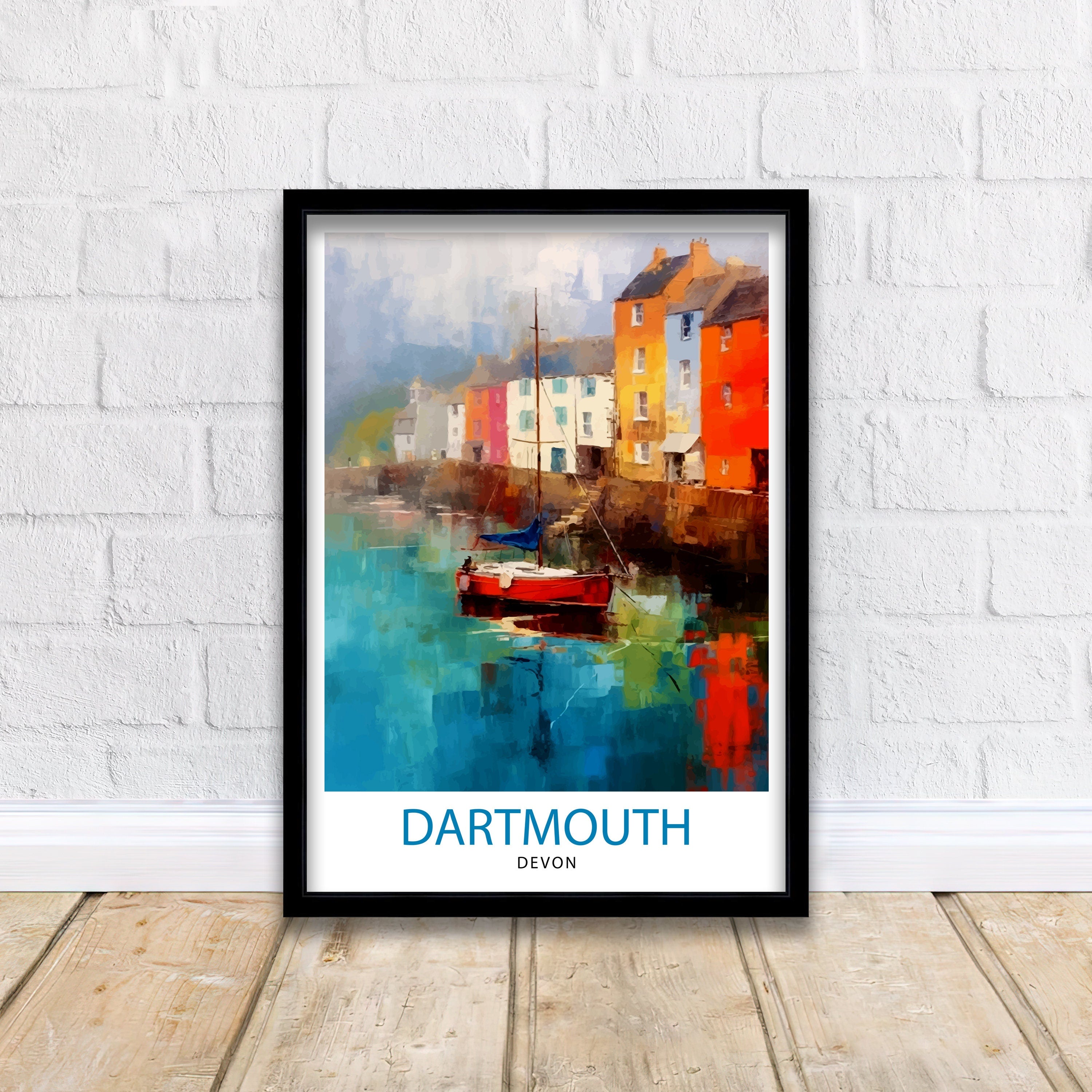 Dartmouth Harbour Travel Print Dartmouth Wall Decor Dartmouth Poster UK Travel Prints Dartmouth Art Print Dartmouth Illustration Dartmouth