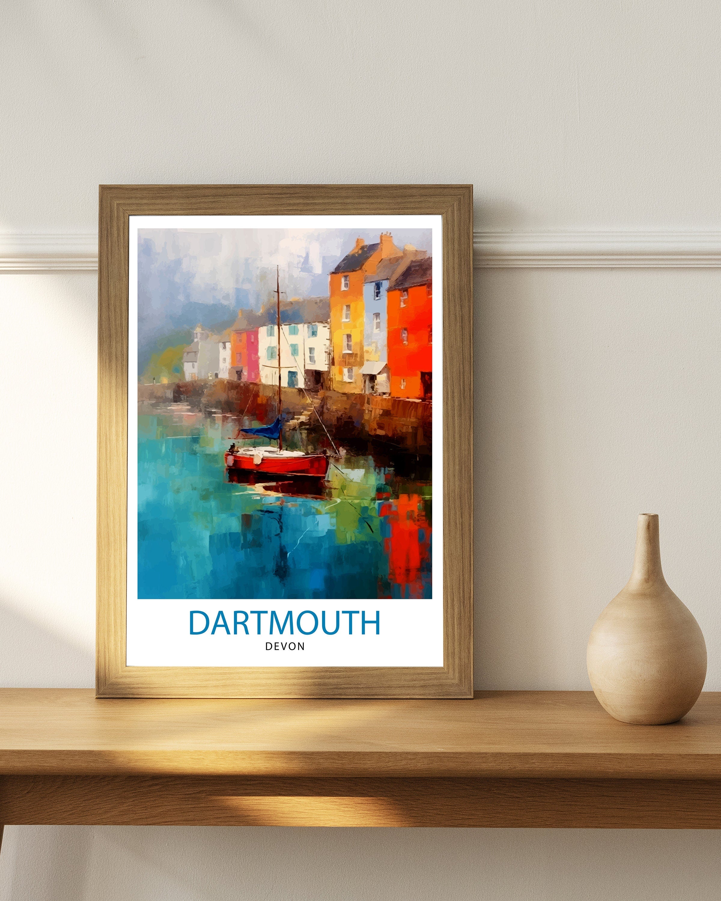Dartmouth Harbour Travel Print Dartmouth Wall Decor Dartmouth Poster UK Travel Prints Dartmouth Art Print Dartmouth Illustration Dartmouth