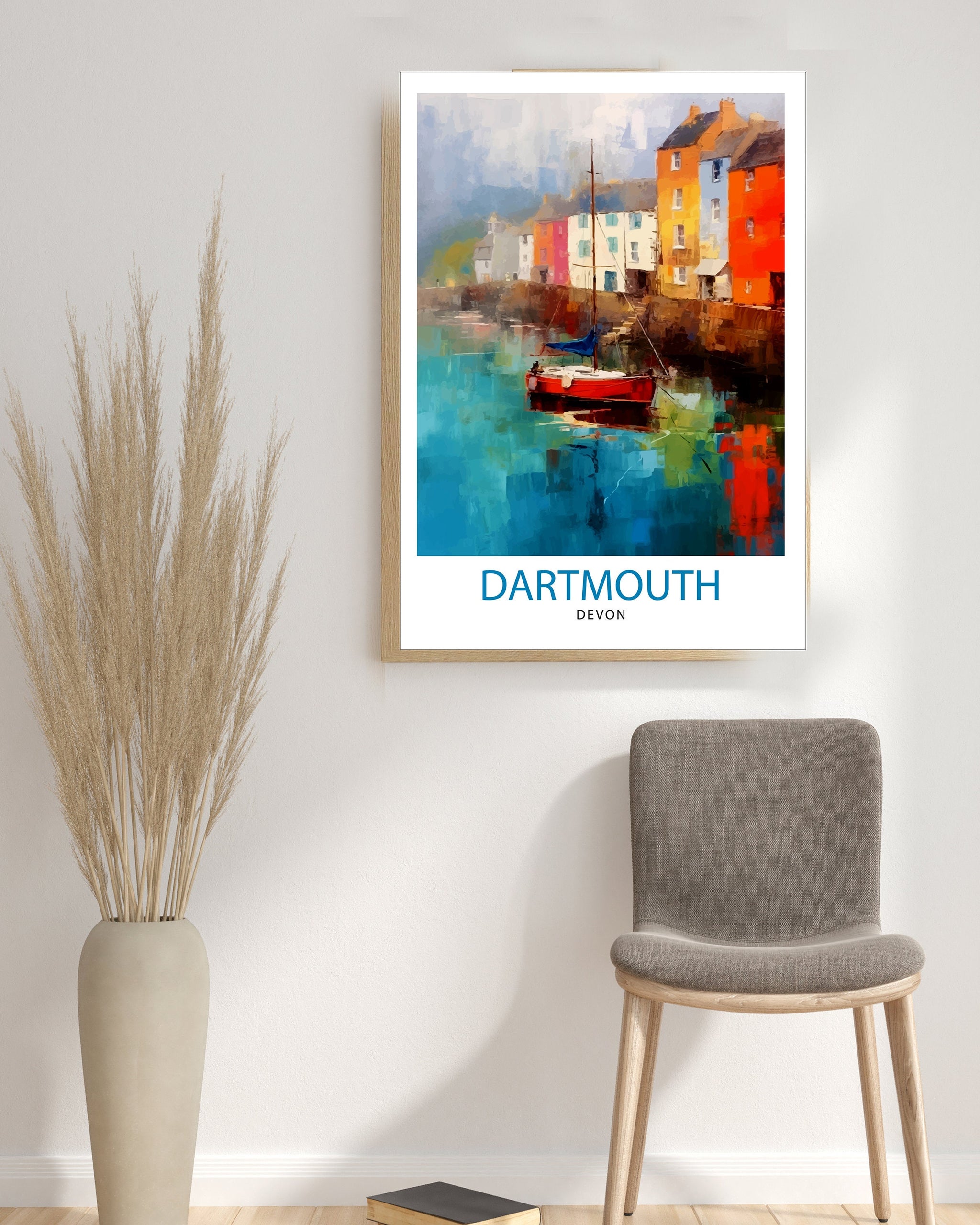 Dartmouth Harbour Travel Print Dartmouth Wall Decor Dartmouth Poster UK Travel Prints Dartmouth Art Print Dartmouth Illustration Dartmouth