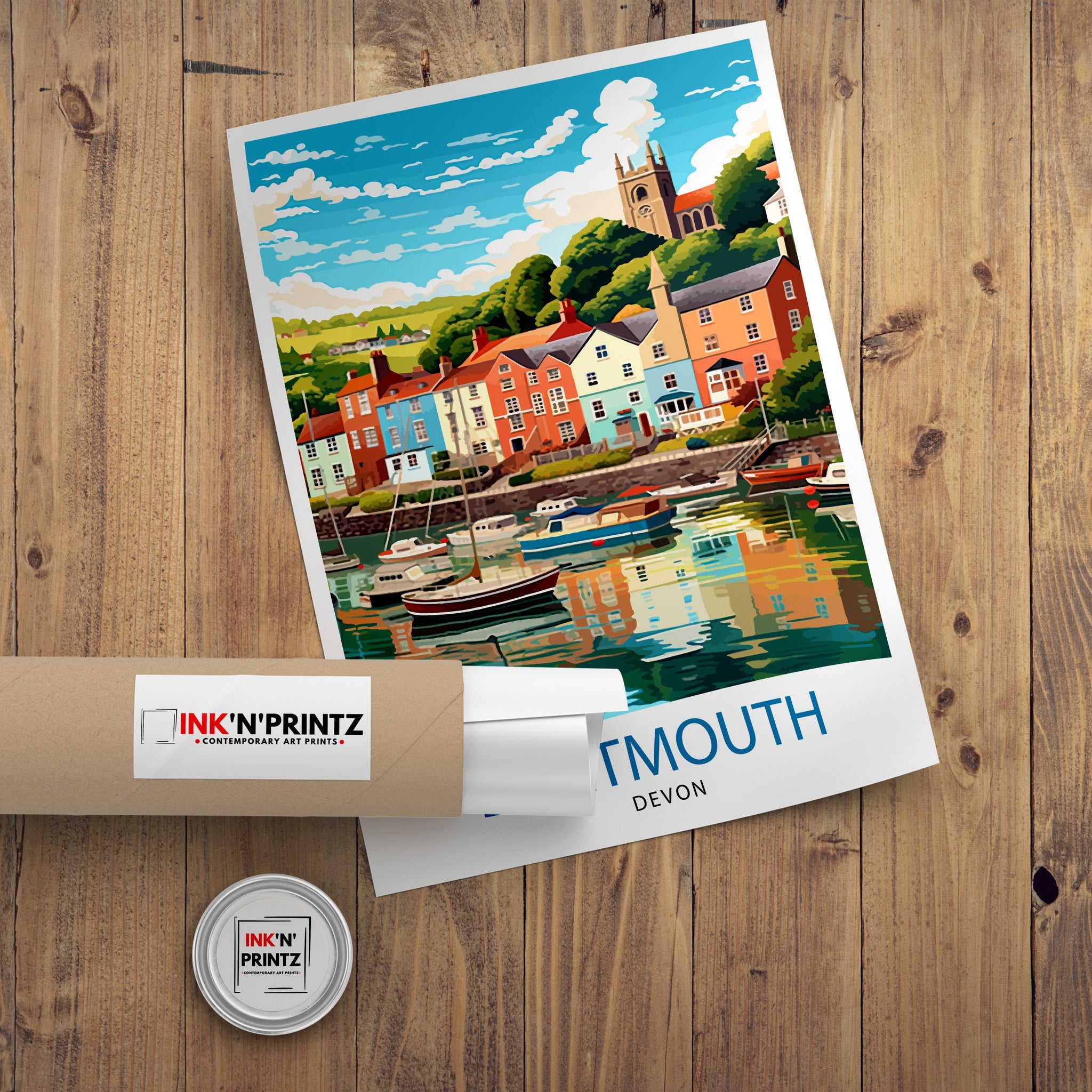 Dartmouth Harbour Travel Print Dartmouth Wall Decor Dartmouth Poster UK Travel Prints Dartmouth Art Print Dartmouth Illustration Dartmouth