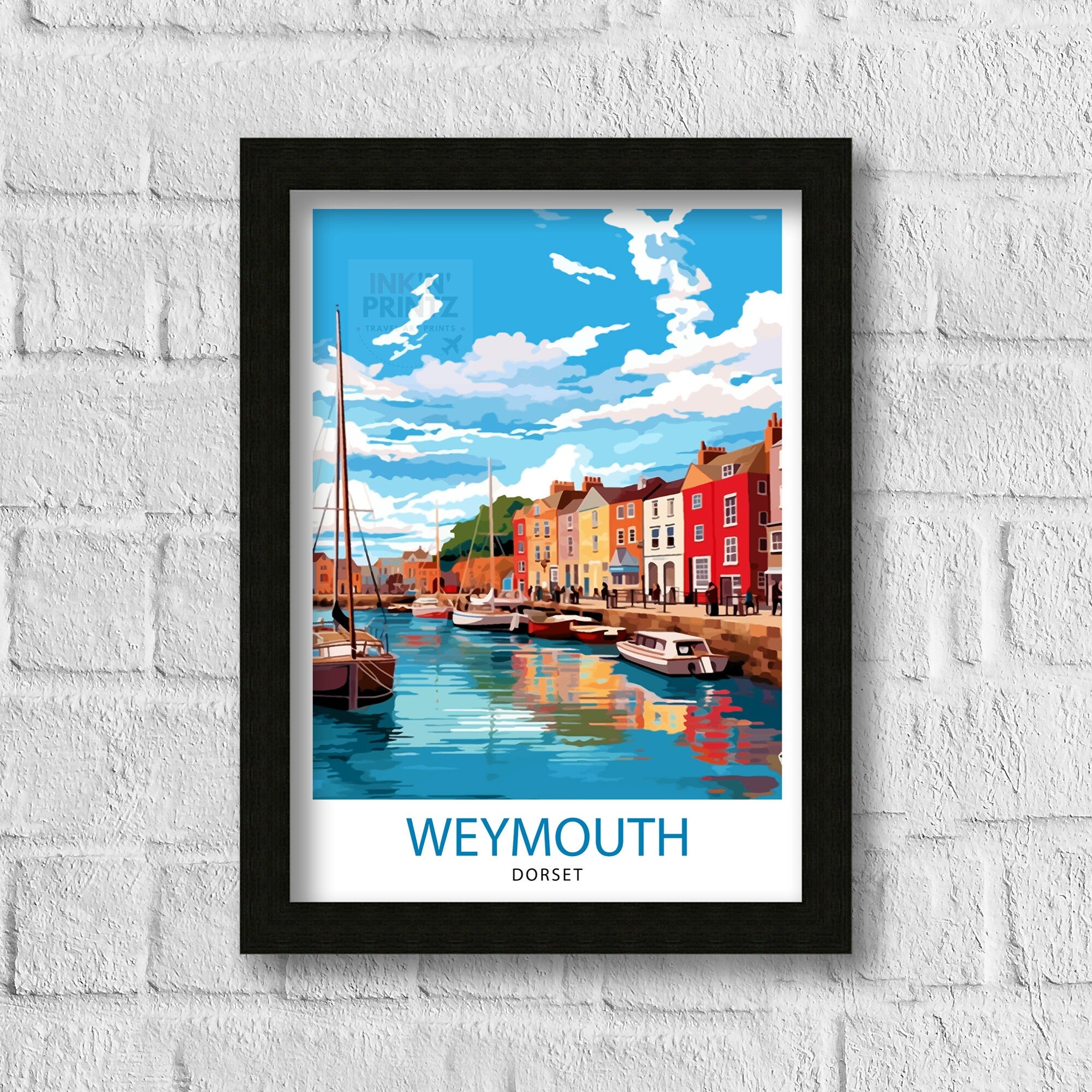 Weymouth Harbour Travel Print Weymouth Wall Decor Weymouth Poster Coastal Travel Prints Weymouth Art Print Weymouth Illustration Weymouth