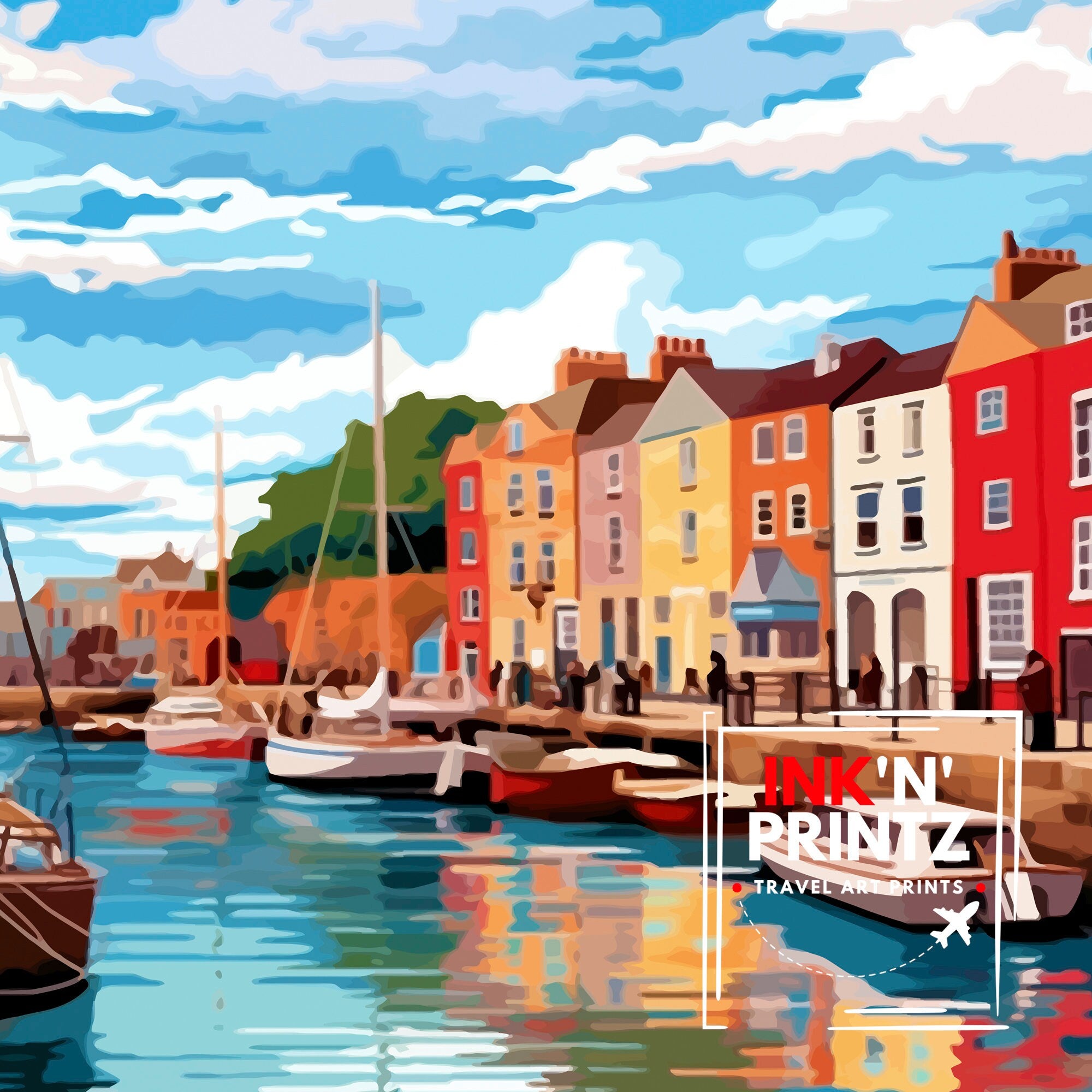 Weymouth Harbour Travel Print Weymouth Wall Decor Weymouth Poster Coastal Travel Prints Weymouth Art Print Weymouth Illustration Weymouth