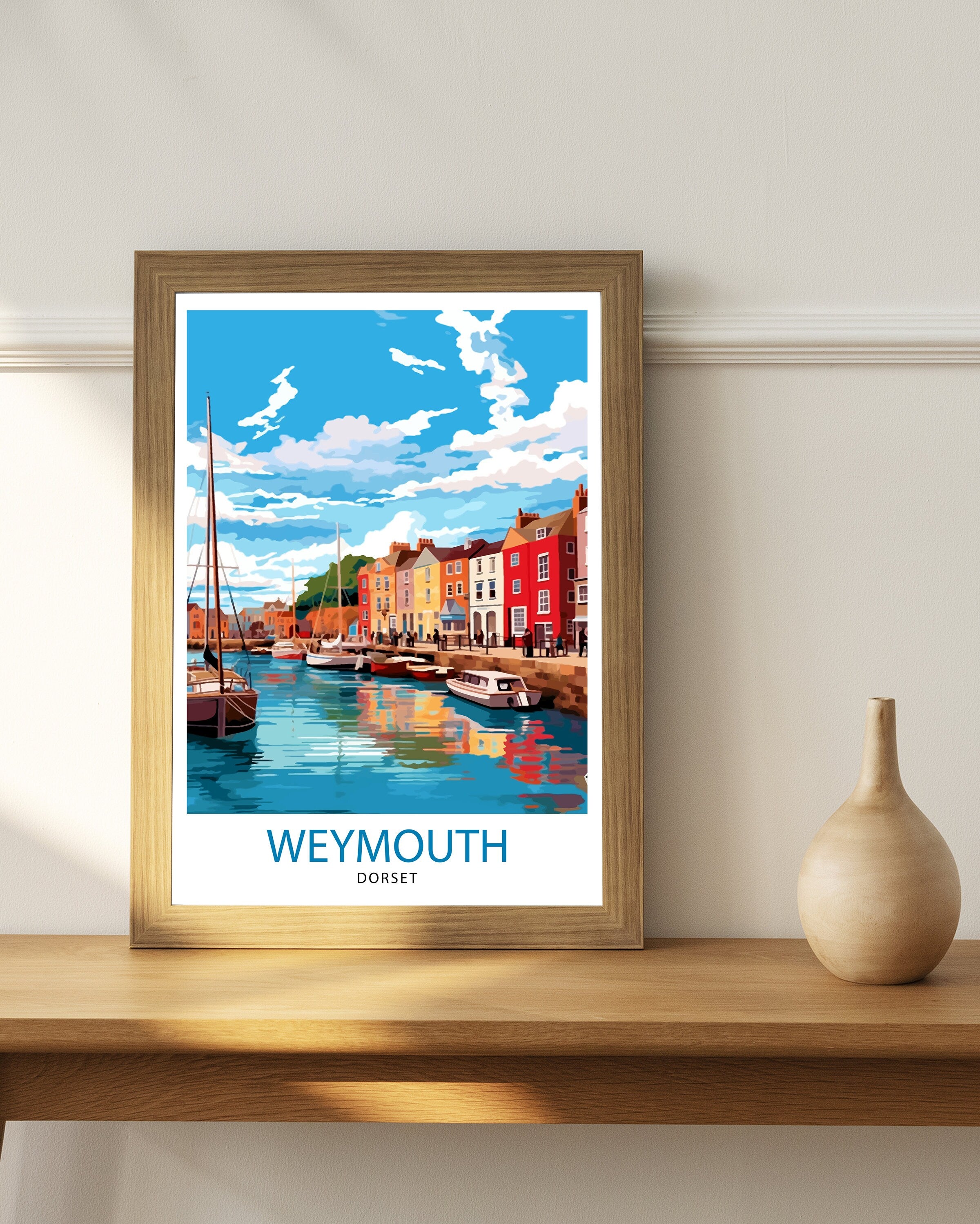 Weymouth Harbour Travel Print Weymouth Wall Decor Weymouth Poster Coastal Travel Prints Weymouth Art Print Weymouth Illustration Weymouth