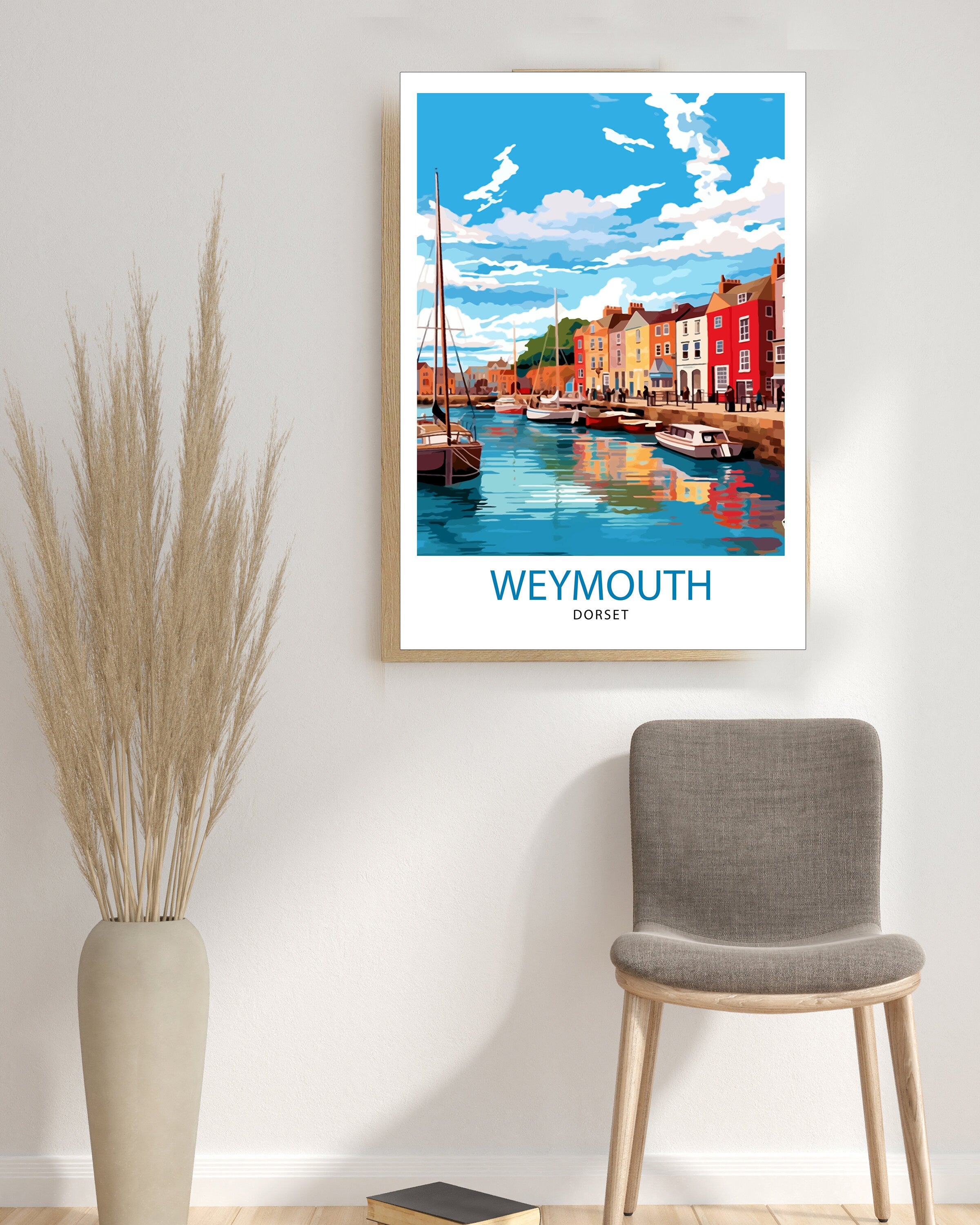 Weymouth Harbour Travel Print Weymouth Wall Decor Weymouth Poster Coastal Travel Prints Weymouth Art Print Weymouth Illustration Weymouth