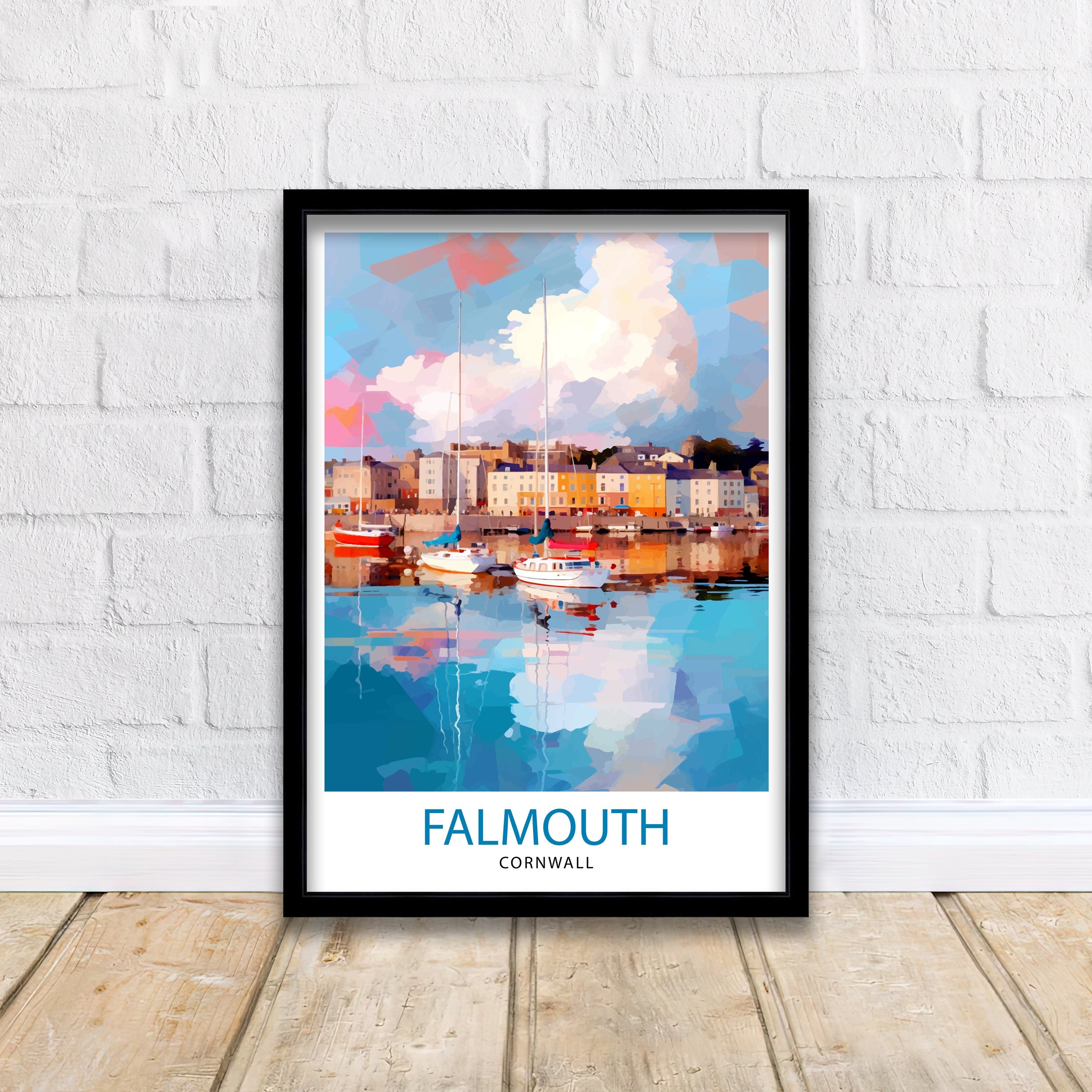 Falmouth Harbour Travel Print Falmouth Wall Decor Falmouth Poster Cornwall Travel Prints Falmouth Art Print Falmouth Illustration Falmouth
