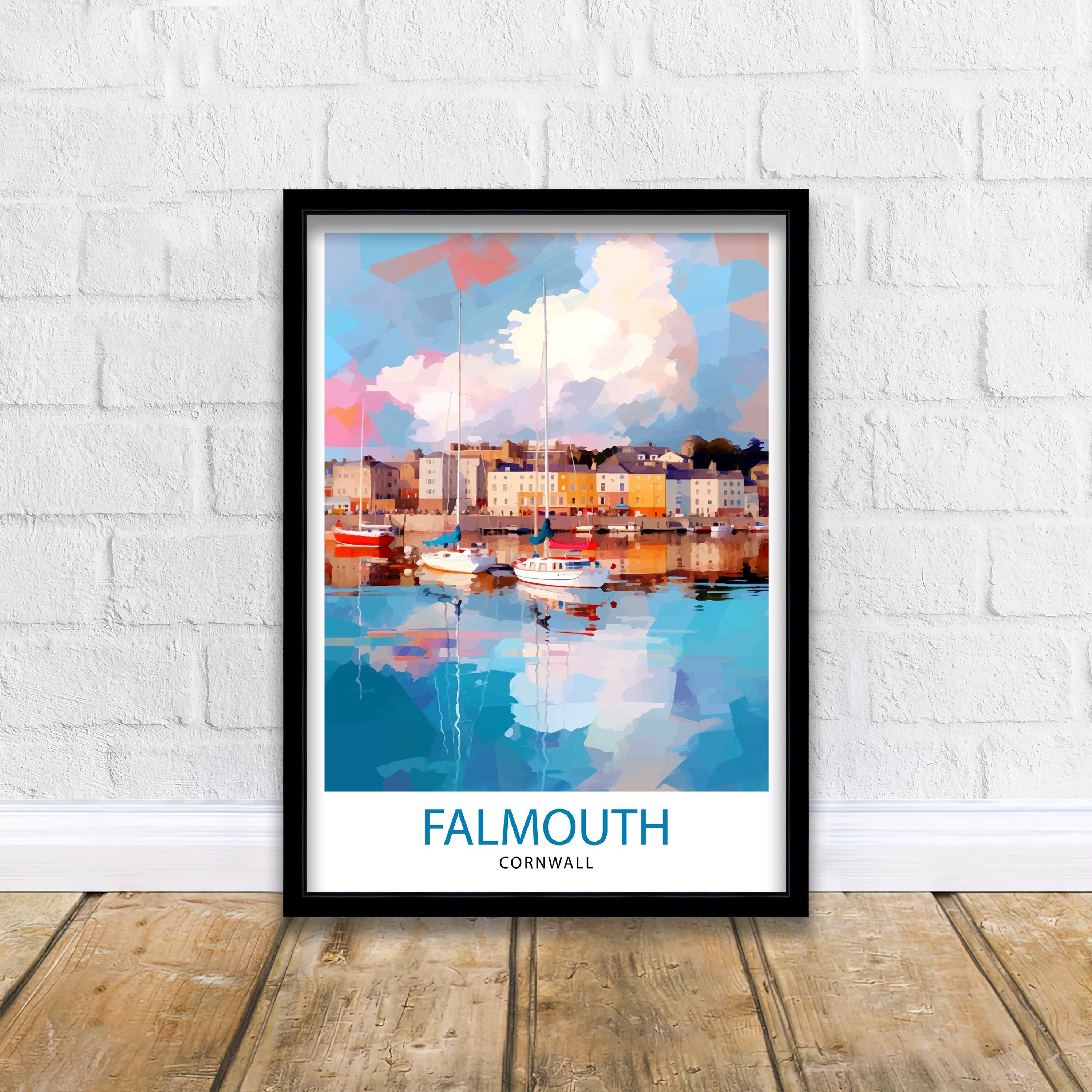 Falmouth Harbour Travel Print Falmouth Wall Decor Falmouth Poster Cornwall Travel Prints Falmouth Art Print Falmouth Illustration Falmouth