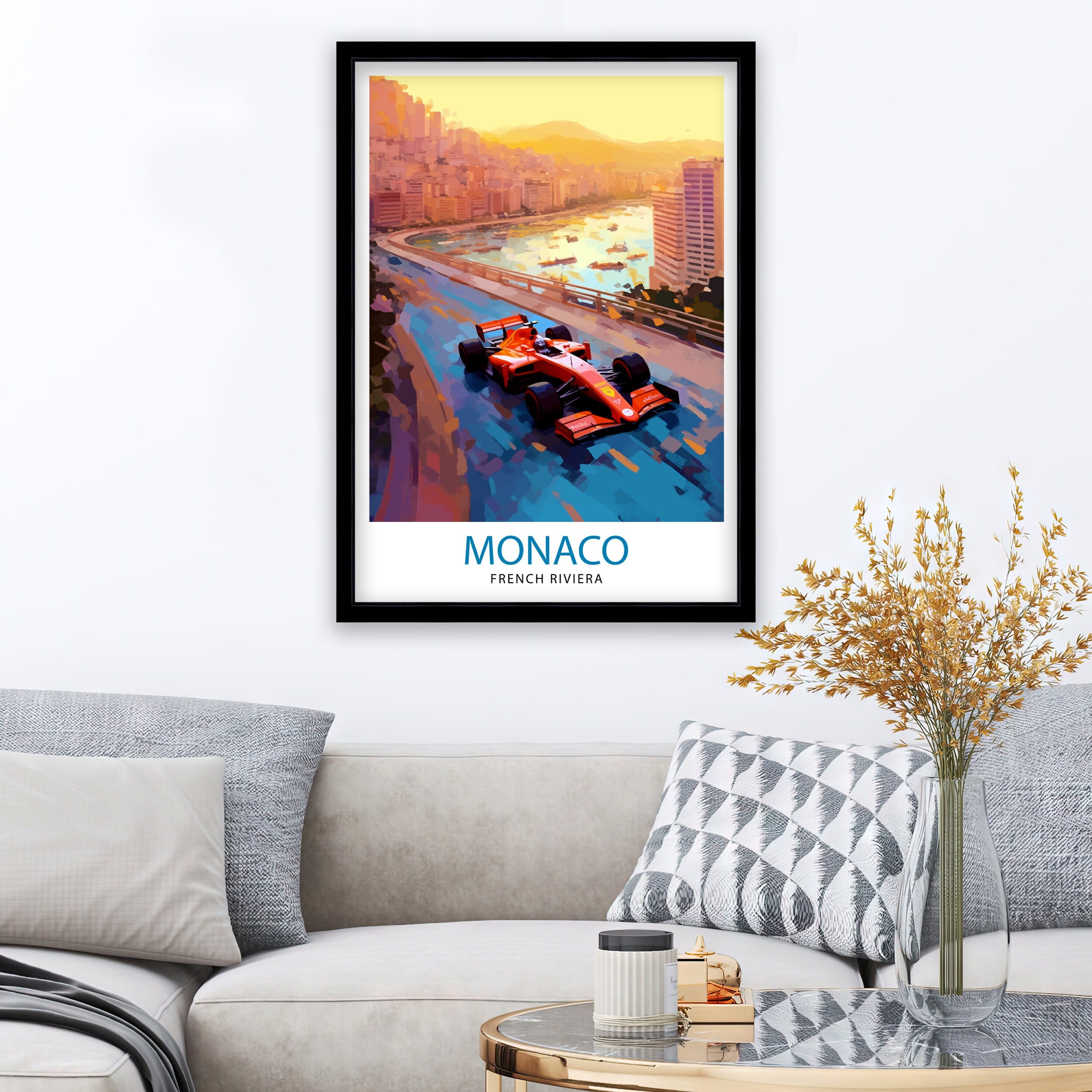 Monaco Grand Travel Print Monaco Wall Decor Grand Prix Poster Motor racing Travel Prints Monaco Art Print Racing Illustration Monaco