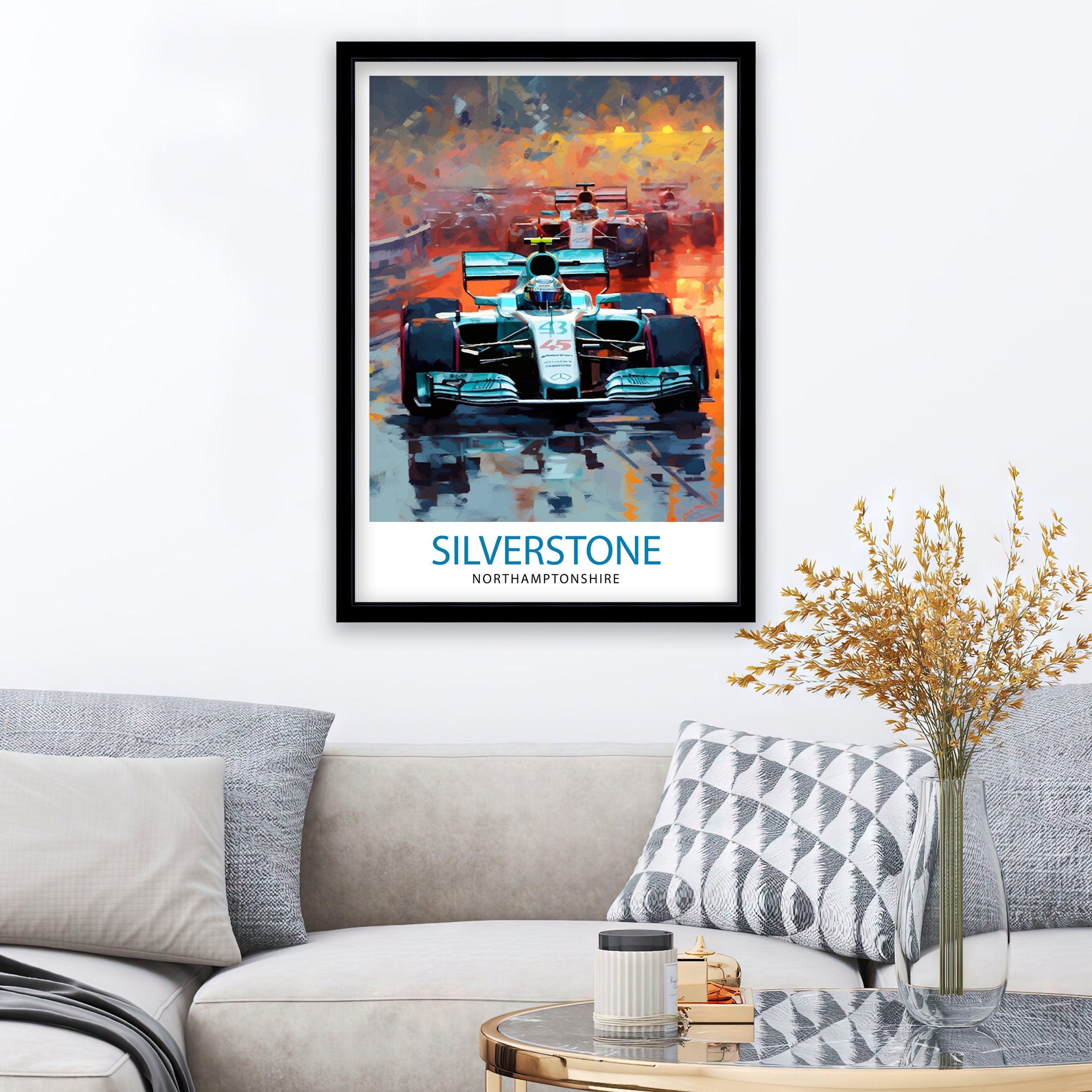 Silverstone Travel Print Wall Decor Silverstone Circuit Poster Motorsport Travel Prints Art Print Racing Illustration