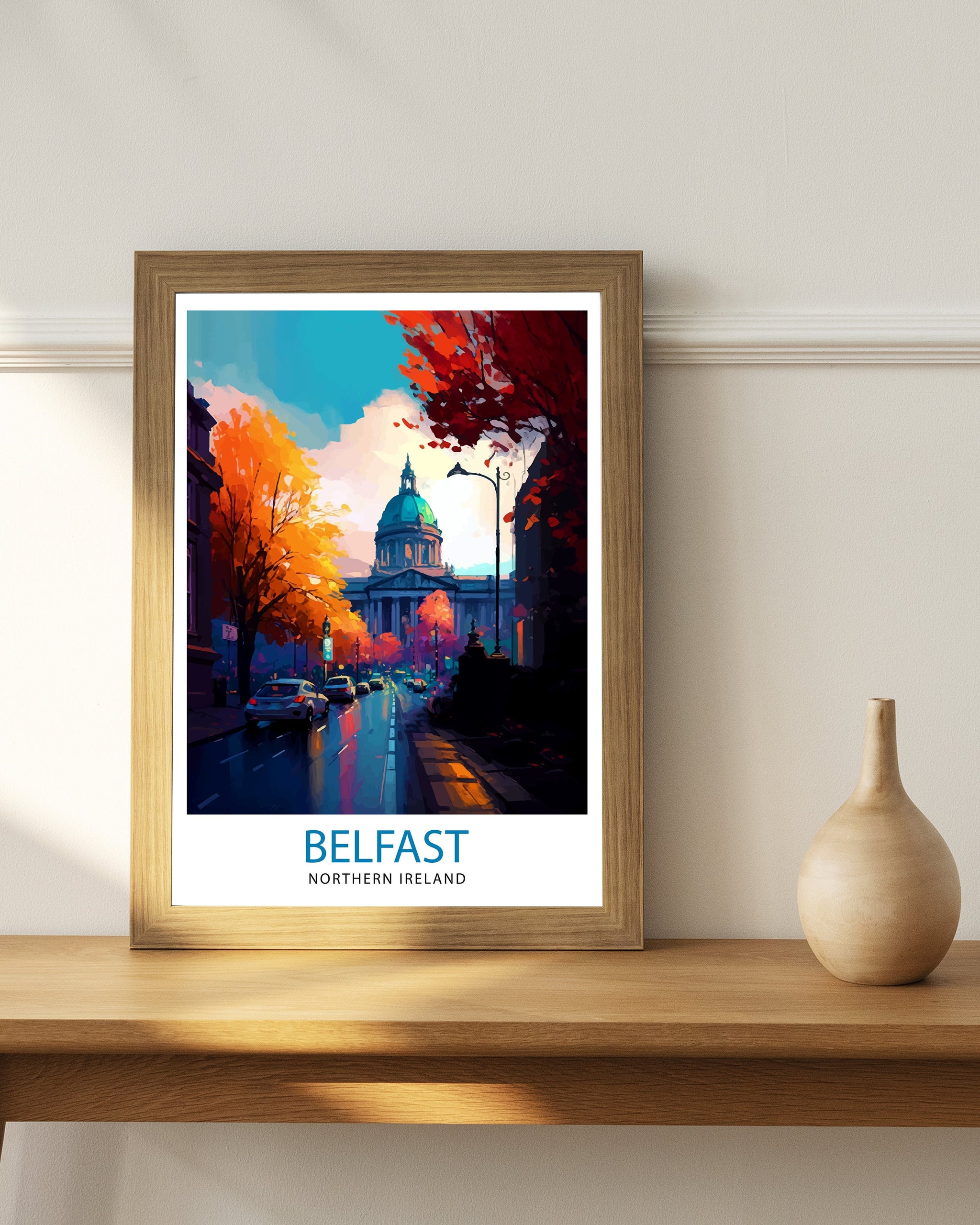 Belfast Northern Ireland Travel Print Belfast Wall Decor Belfast Home Living Decor Belfast Cityscape Illustration Travel Poster Gift
