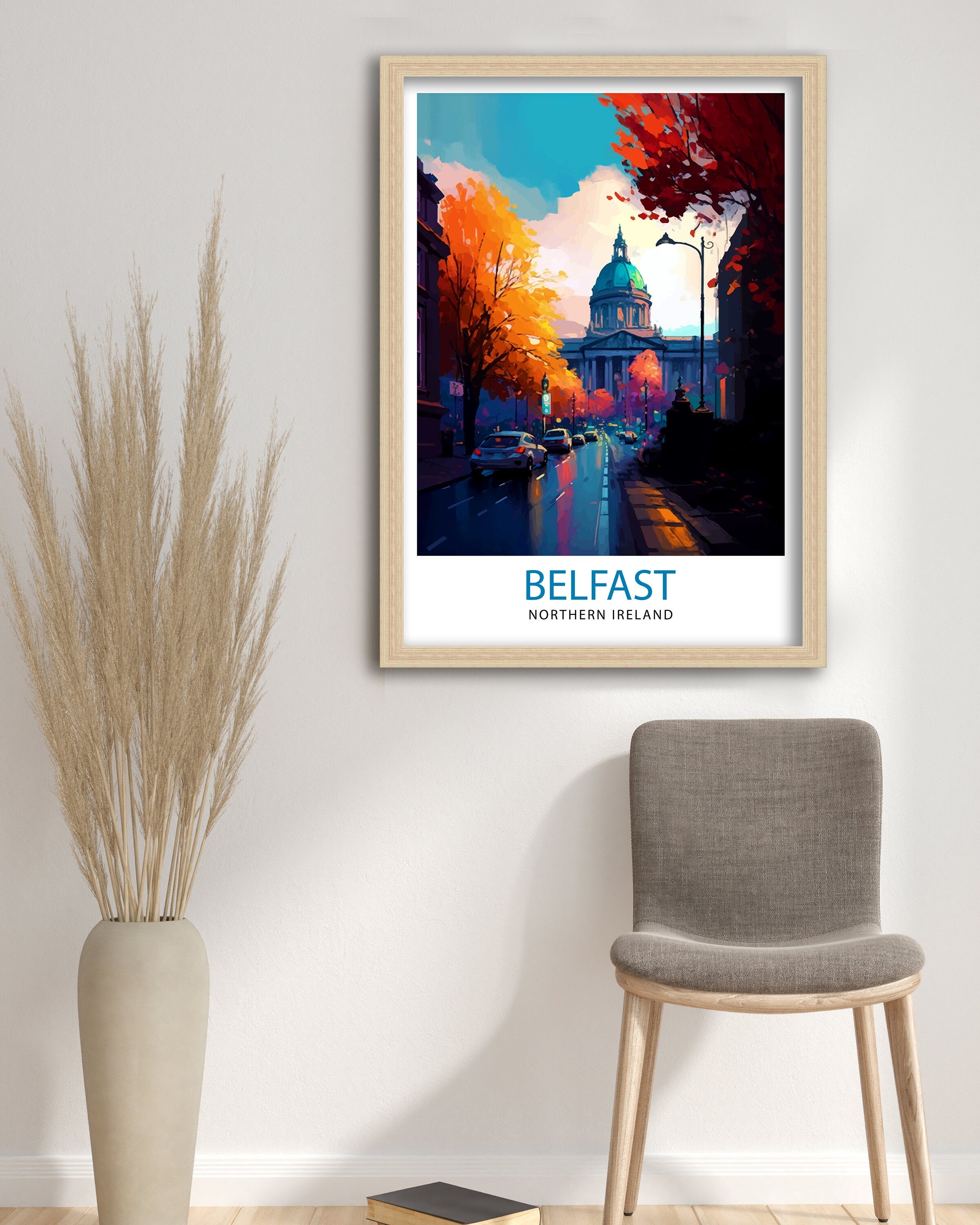 Belfast Northern Ireland Travel Print Belfast Wall Decor Belfast Home Living Decor Belfast Cityscape Illustration Travel Poster Gift