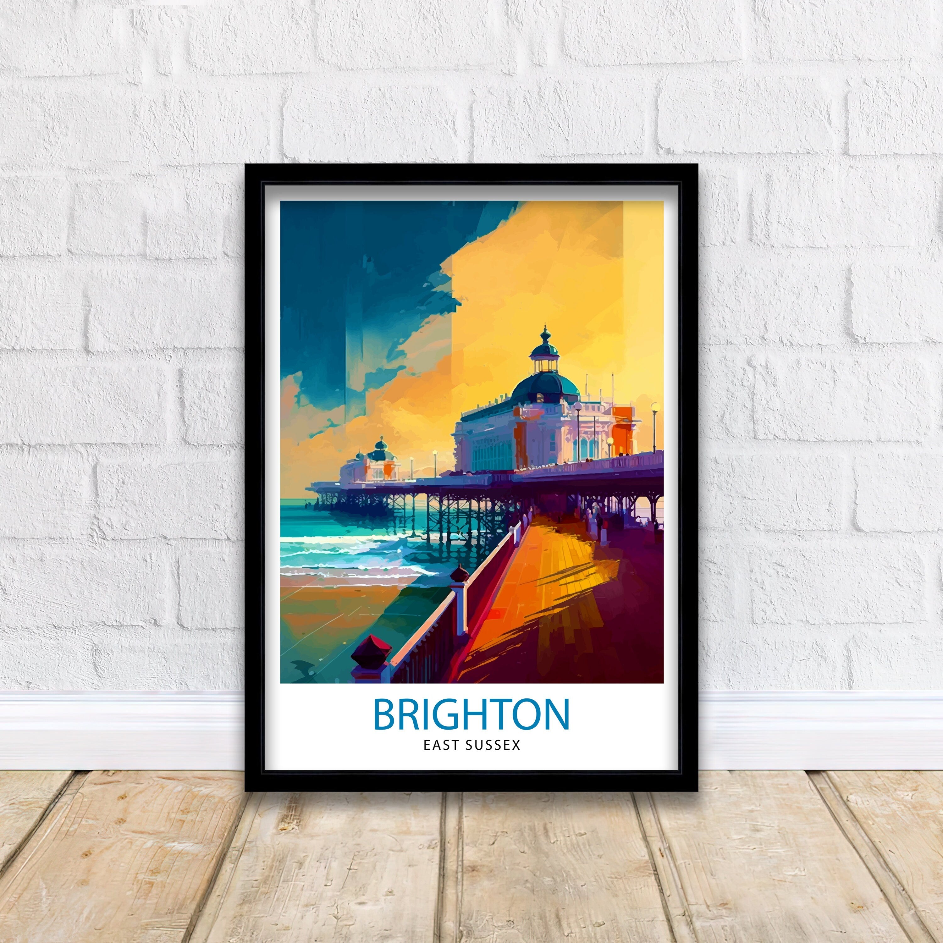 Brighton East Sussex Travel Print Brighton Wall Decor Brighton Home Living Decor Brighton Illustration Travel Poster Gift for Brighton UK