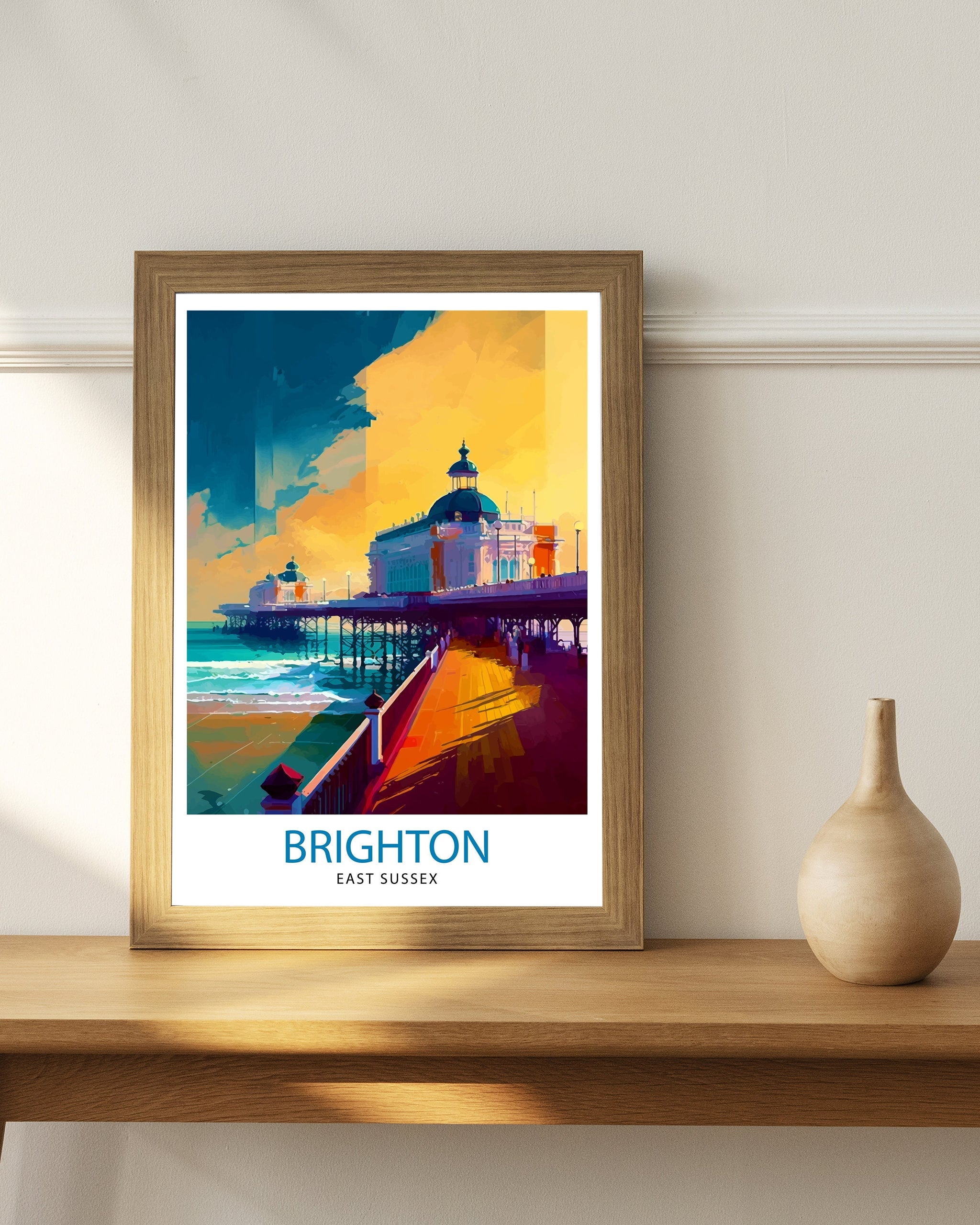 Brighton East Sussex Travel Print Brighton Wall Decor Brighton Home Living Decor Brighton Illustration Travel Poster Gift for Brighton UK