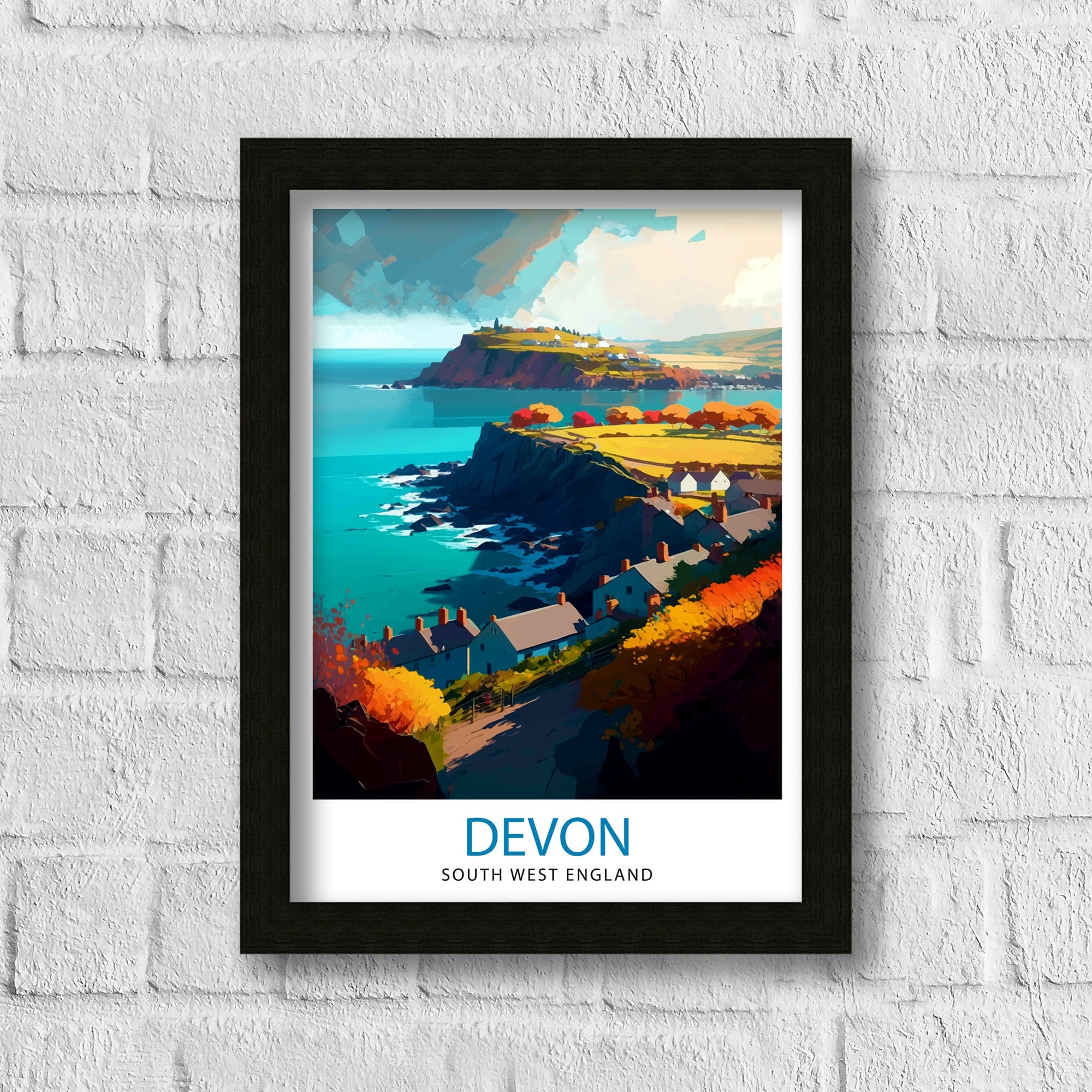 Devon Travel Print Devon Wall Decor Devon Home Living Decor Devon Illustration Travel Poster Gift for Devon UK Home Decor