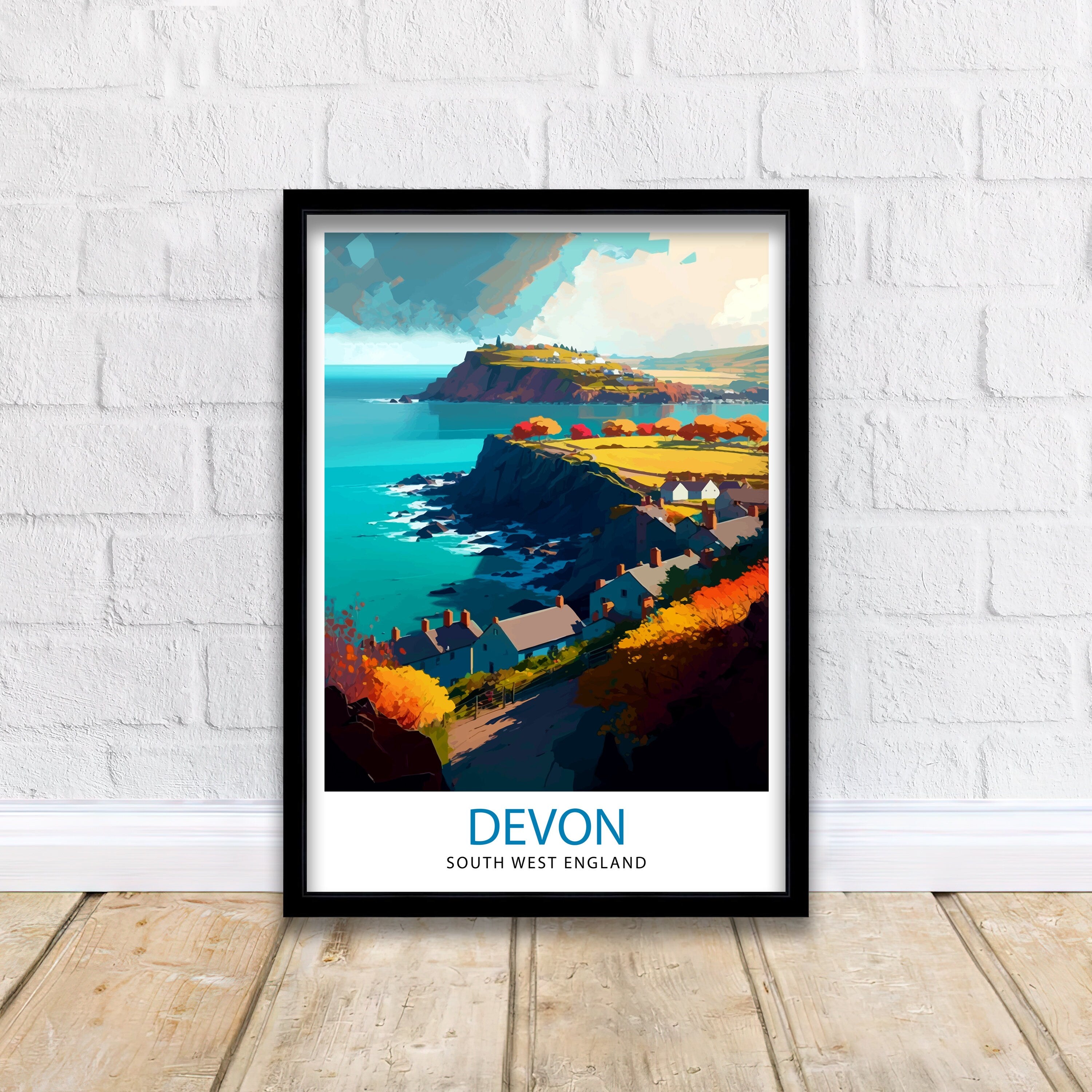 Devon Travel Print Devon Wall Decor Devon Home Living Decor Devon Illustration Travel Poster Gift for Devon UK Home Decor