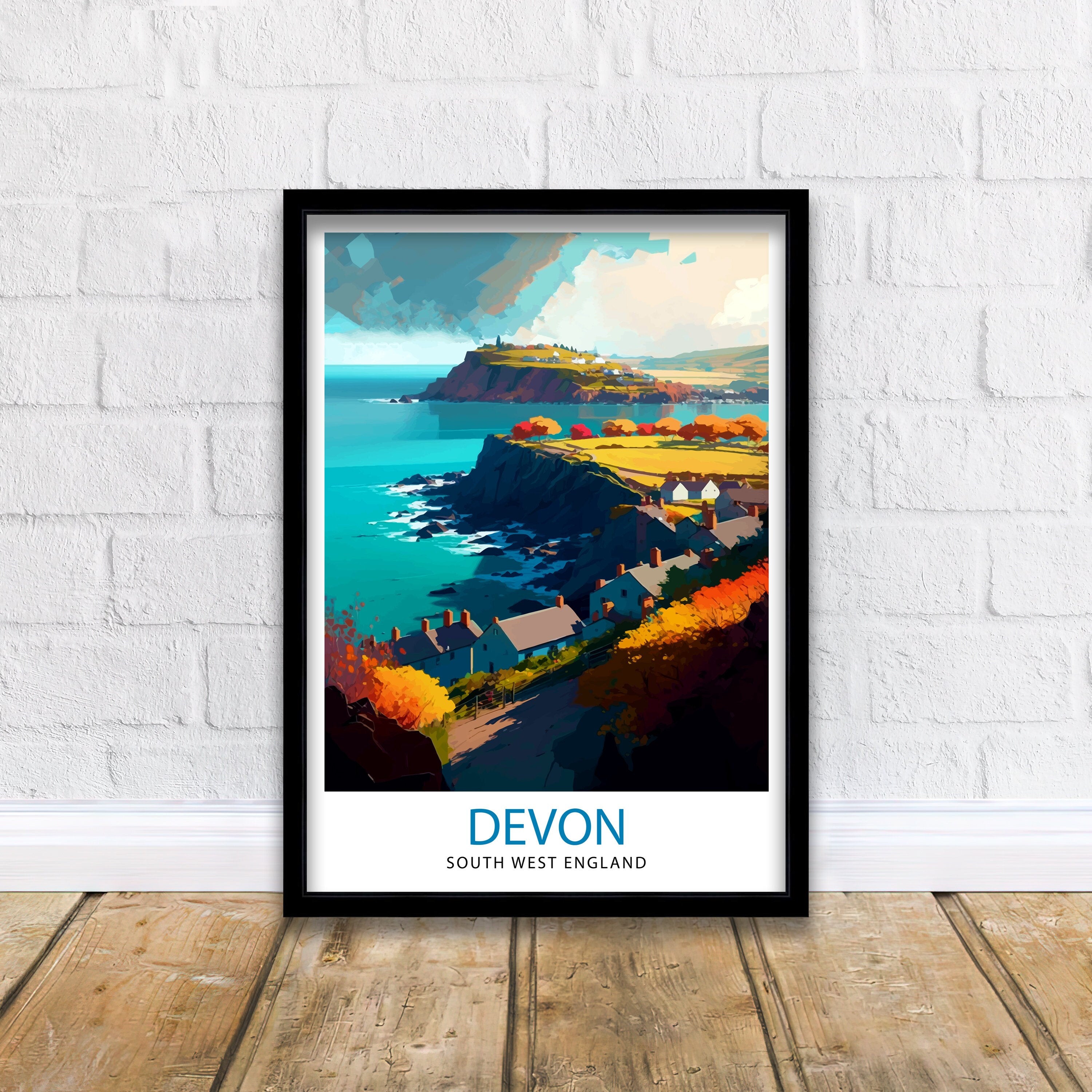 Devon Travel Print Devon Wall Decor Devon Home Living Decor Devon Illustration Travel Poster Gift for Devon UK Home Decor