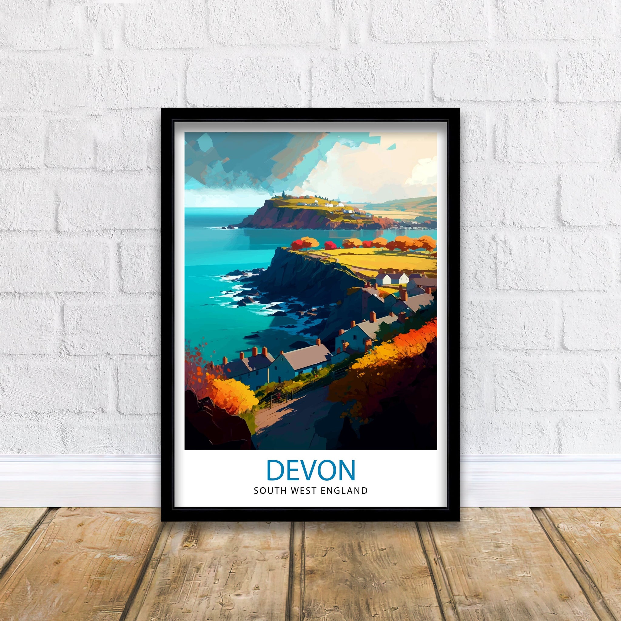 Devon Travel Print Devon Wall Decor Devon Home Living Decor Devon Illustration Travel Poster Gift for Devon UK Home Decor