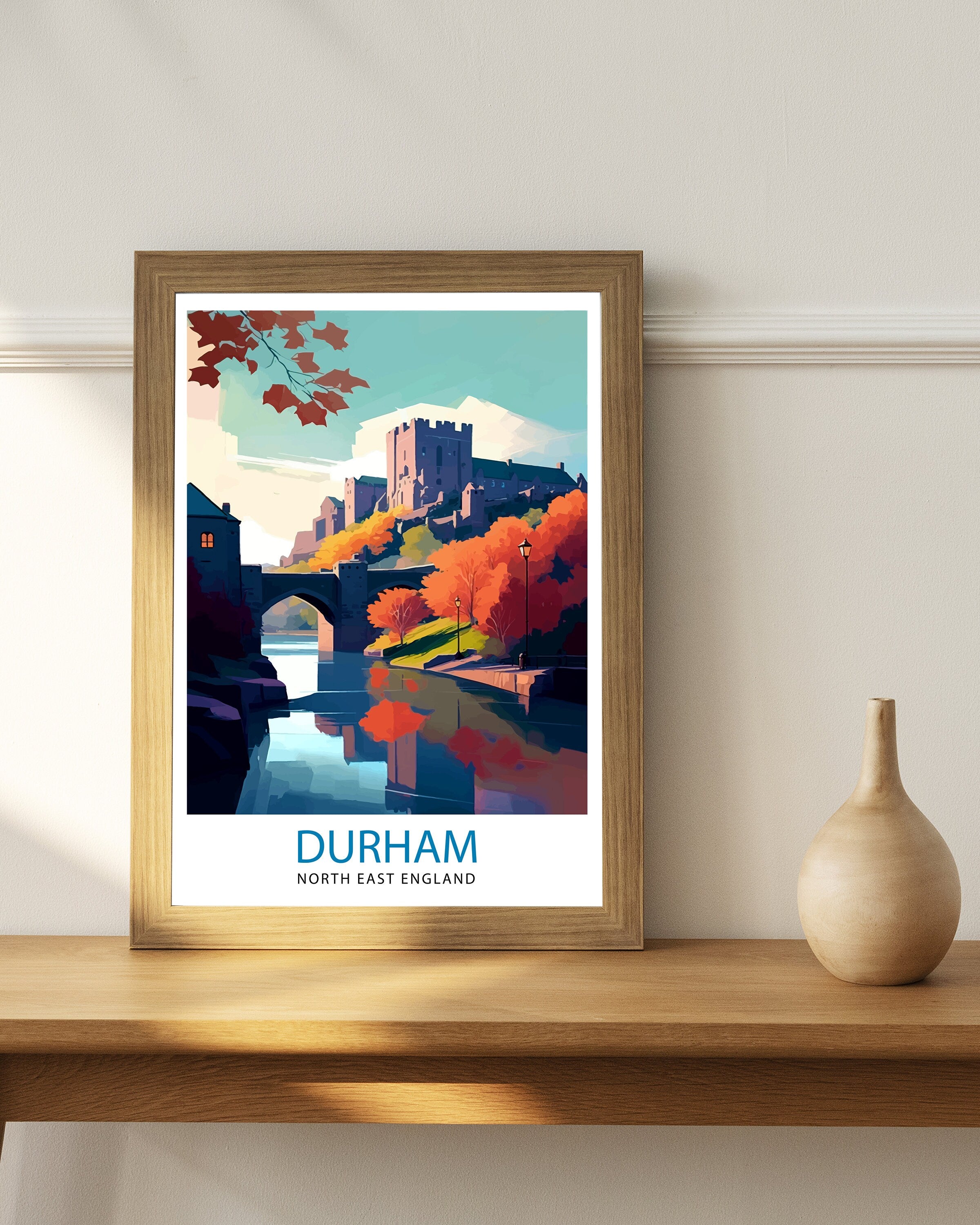 Durham United Kingdom Travel Print Durham Wall Decor Durham Poster United Kingdom Travel Prints Durham Art Print Durham Illustration Durham