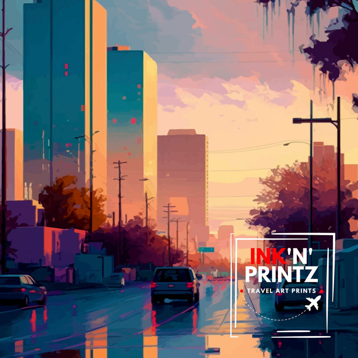Fort Worth Texas Travel Print| Fort Worth Wall Decor Fort Worth Poster Texas Travel Prints Fort Worth Art Print Fort Worth Illustration