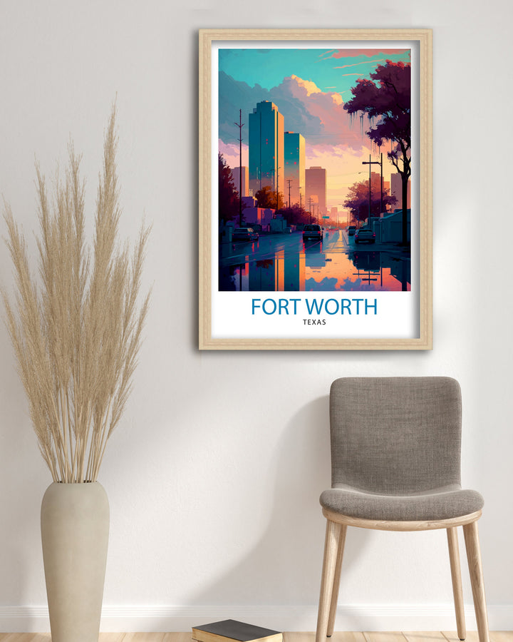 Fort Worth Texas Travel Print| Fort Worth Wall Decor Fort Worth Poster Texas Travel Prints Fort Worth Art Print Fort Worth Illustration