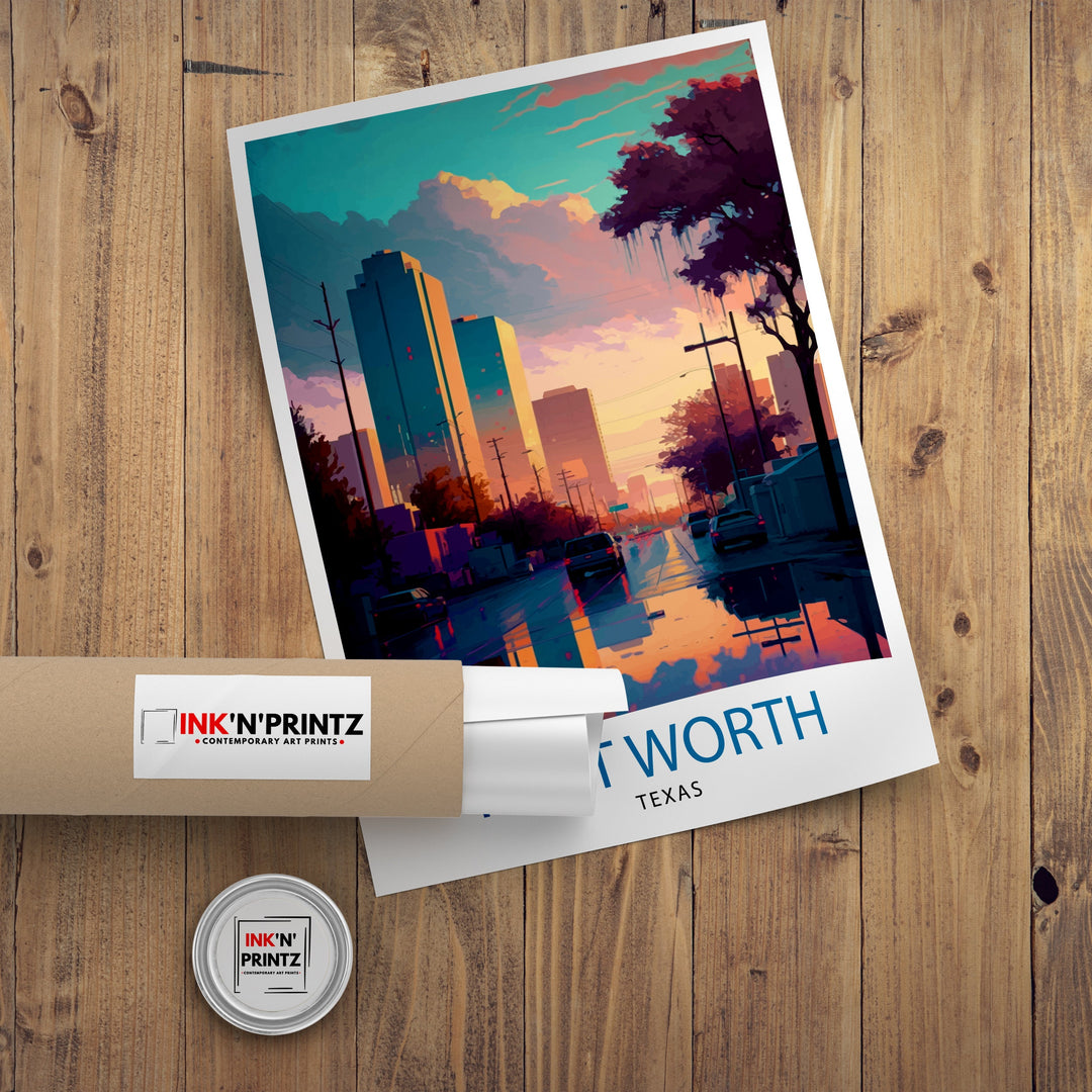 Fort Worth Texas Travel Print| Fort Worth Wall Decor Fort Worth Poster Texas Travel Prints Fort Worth Art Print Fort Worth Illustration